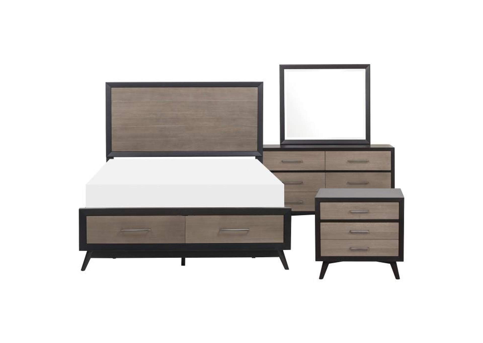 Raku 4 Piece Queen Bedroom Set,Homelegance