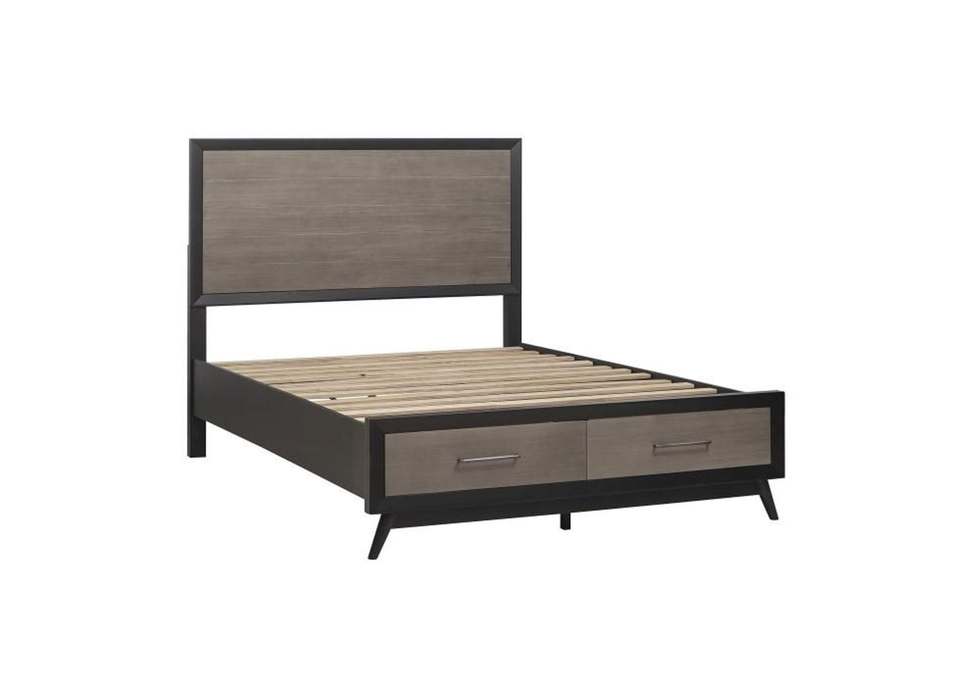 Raku Full Platform Bed With Footboard Storage,Homelegance