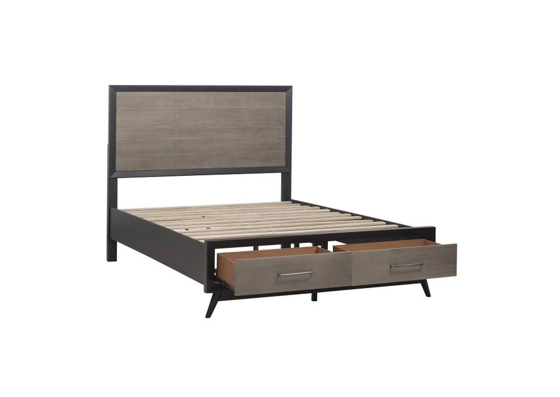 Raku Full Platform Bed With Footboard Storage,Homelegance