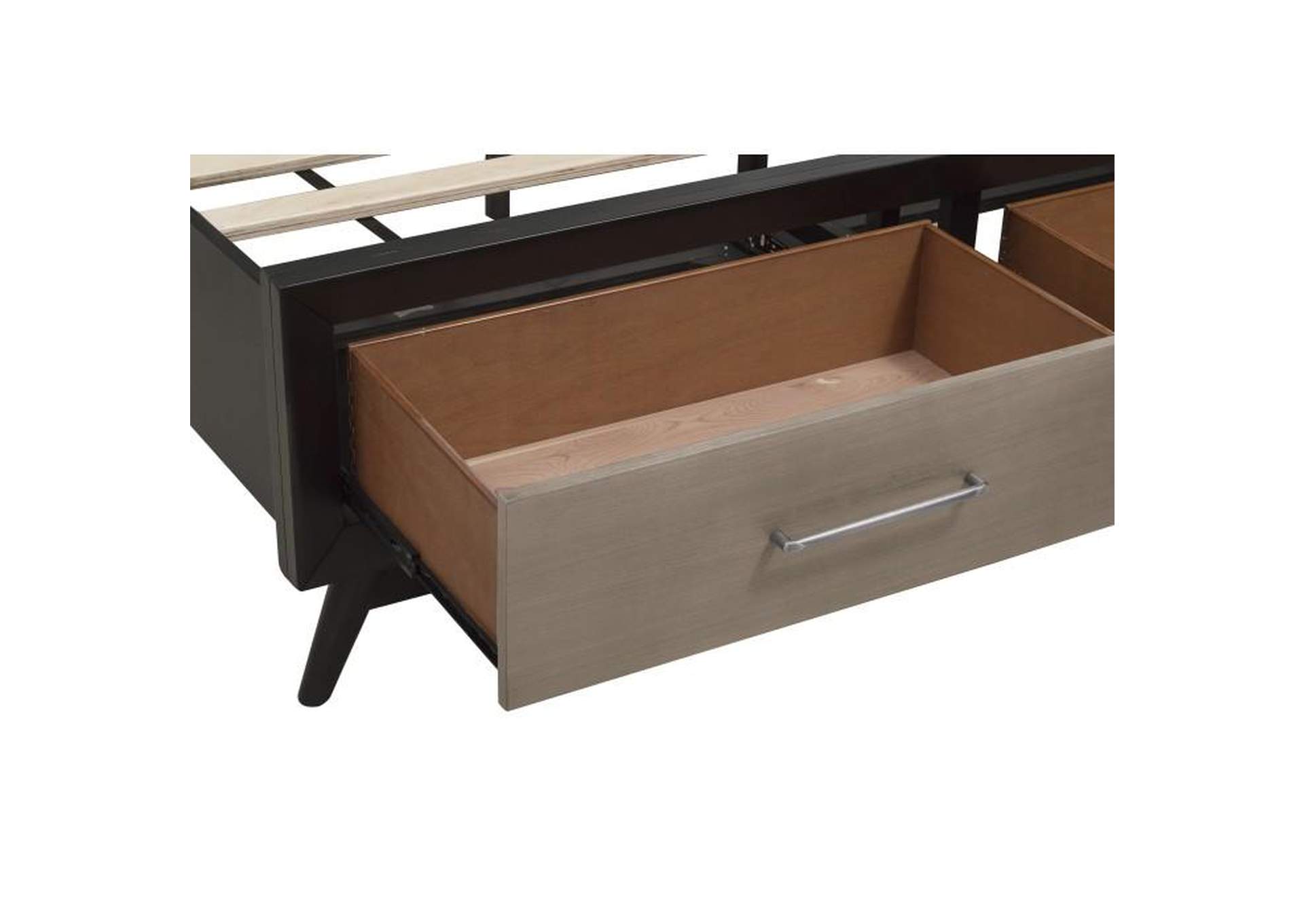 Raku Full Platform Bed With Footboard Storage,Homelegance
