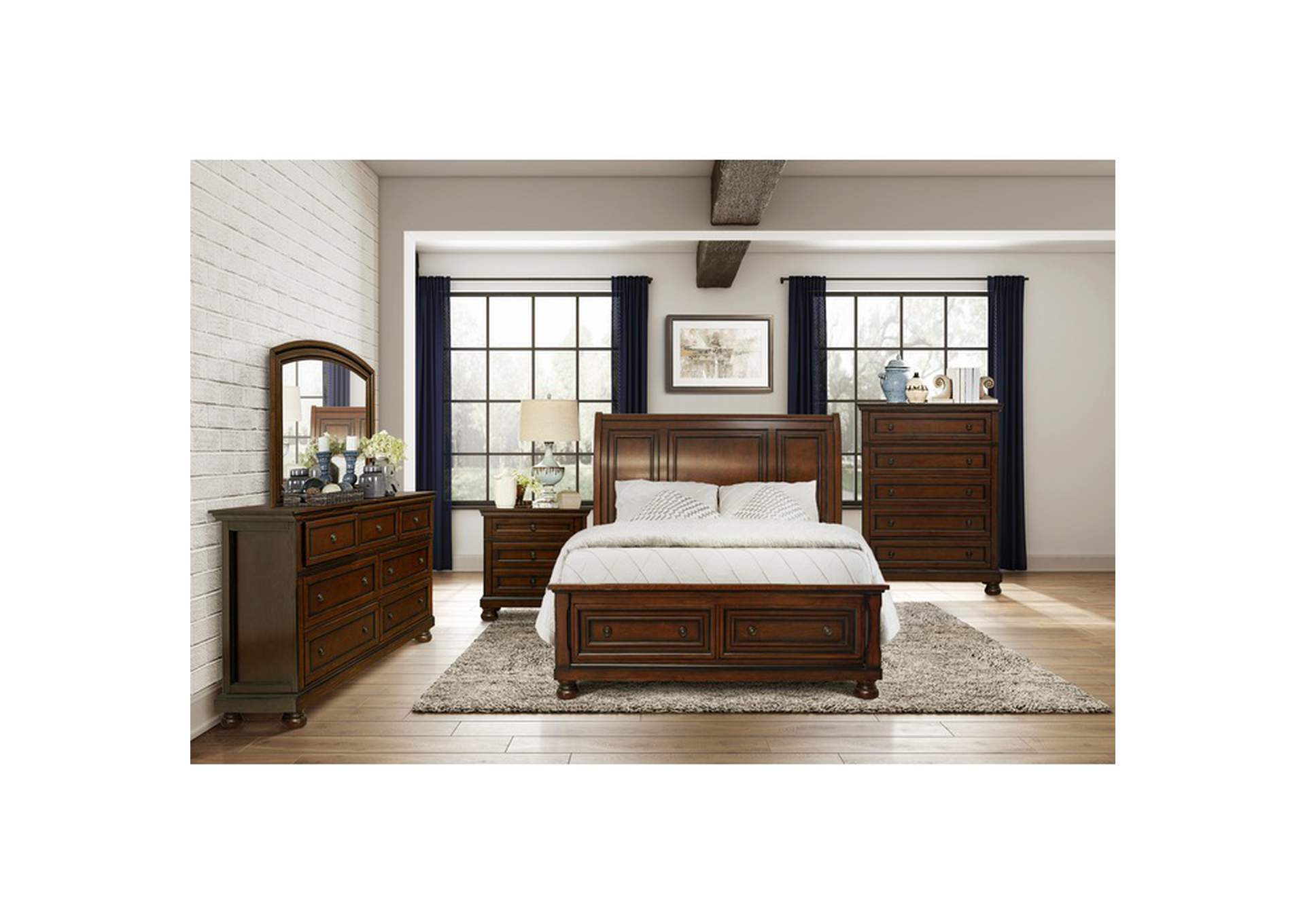 Queen Platform Bed With Footboard Storage,Homelegance