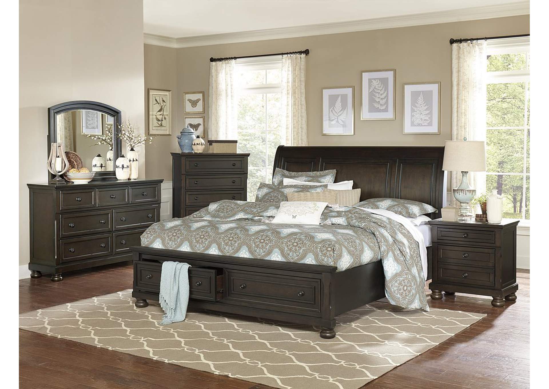 Gray Night Stand W/Hidden Drawer,Pine Solid,Homelegance