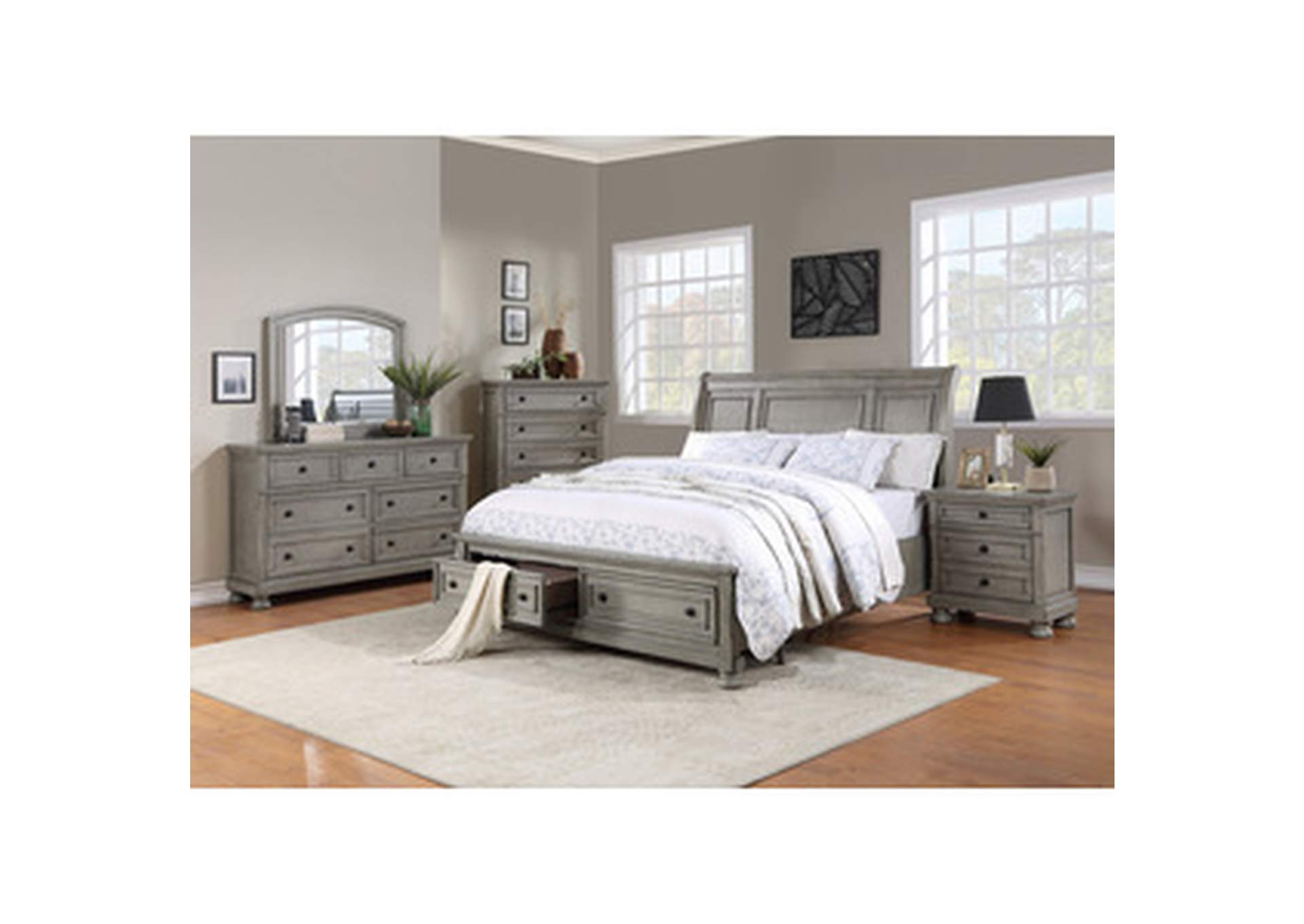 Eastern King Platform Bed With Footboard Storage,Homelegance