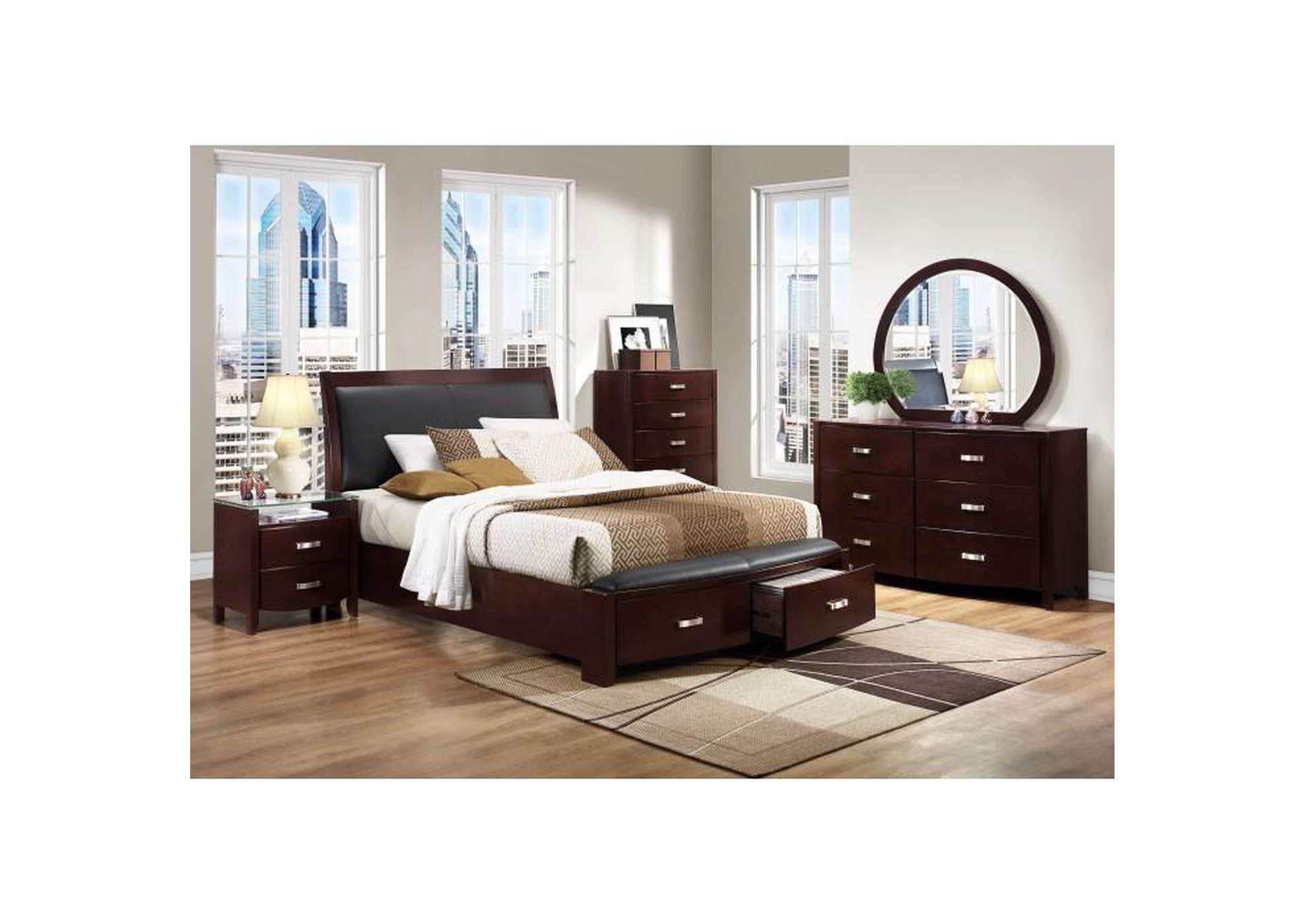 Lyric California King Sleigh Platform Bed With Footboard Storage,Homelegance