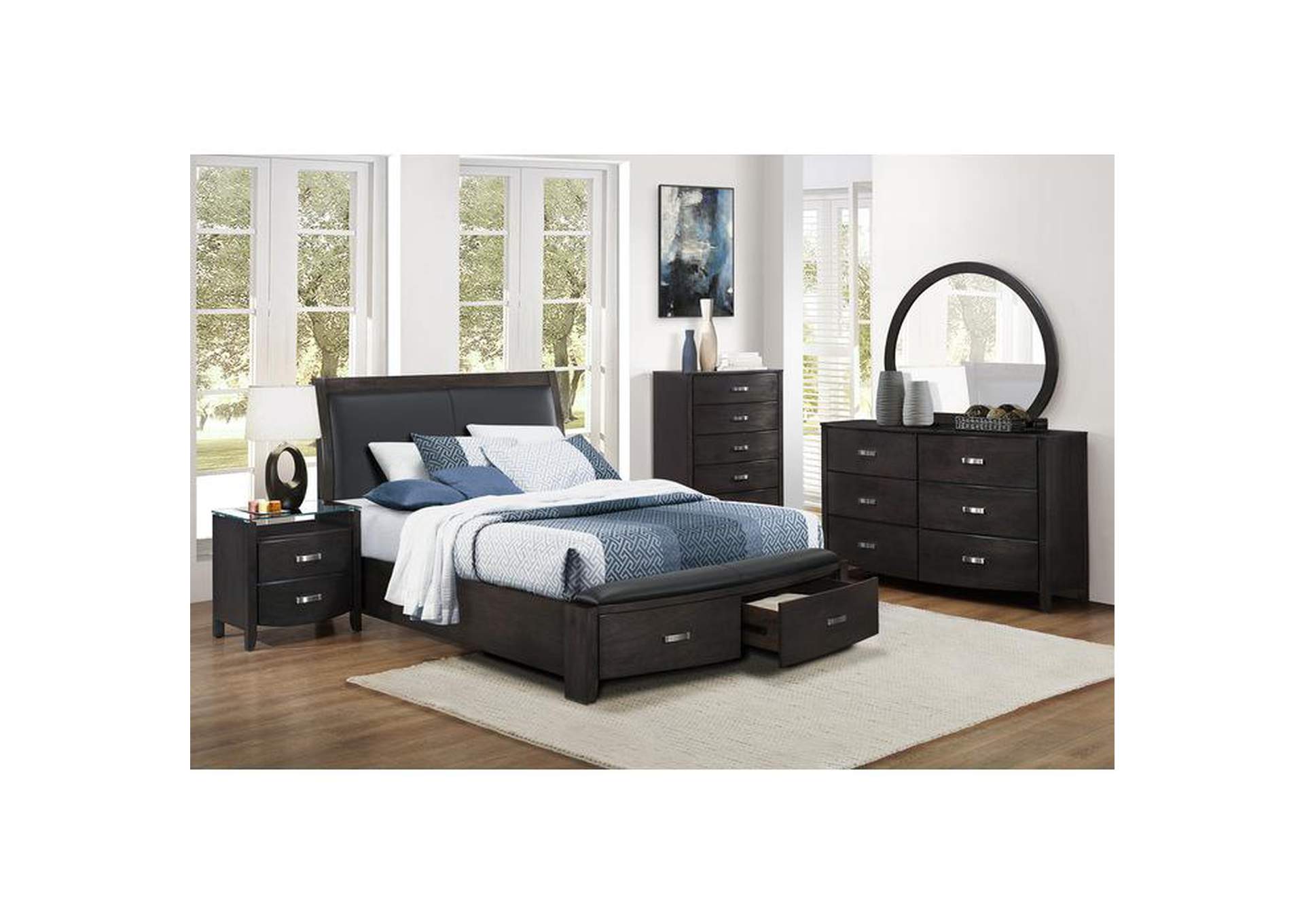 Lyric California King Sleigh Platform Bed With Footboard Storage,Homelegance