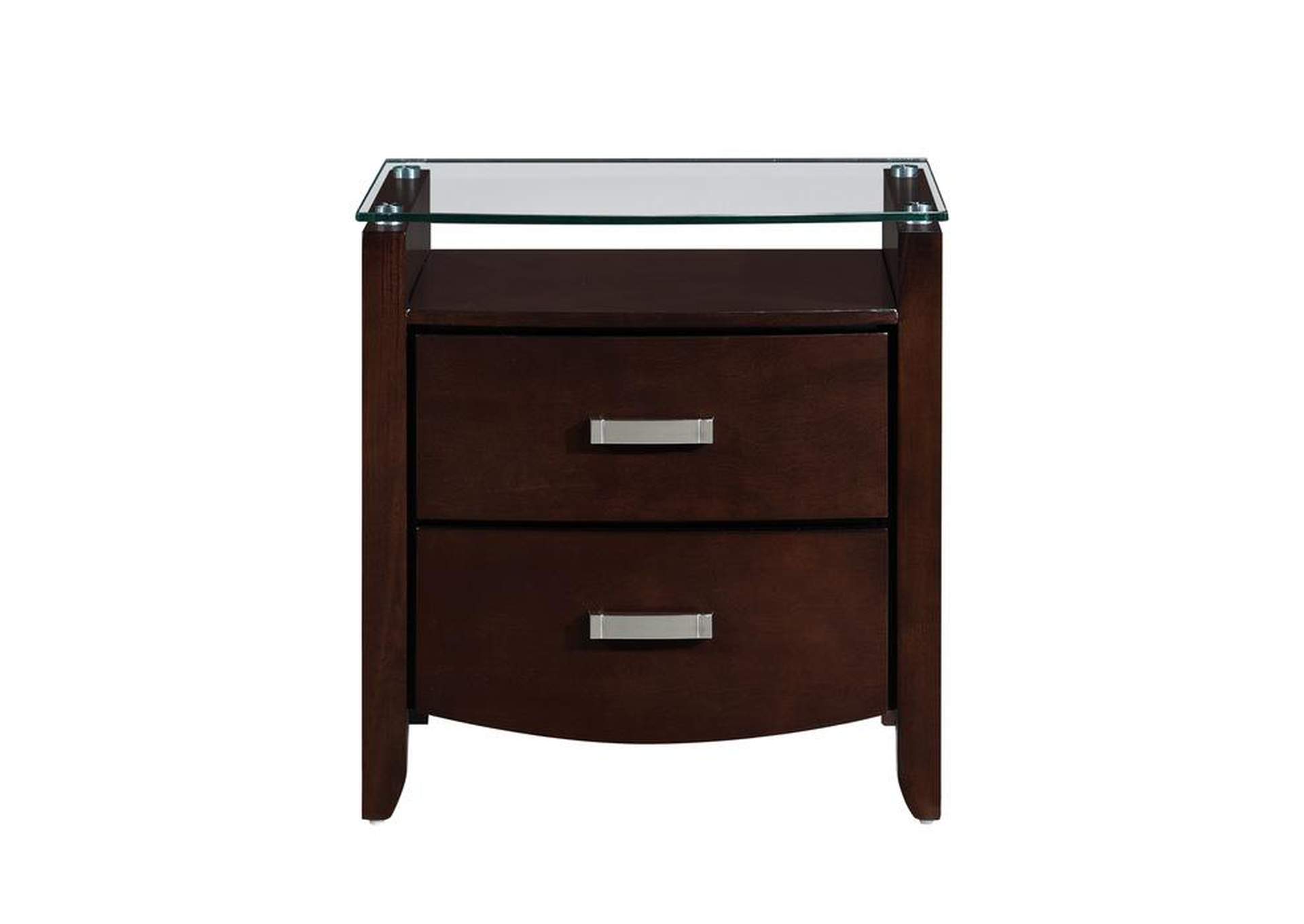 Lyric Night Stand, Glass Top,Homelegance