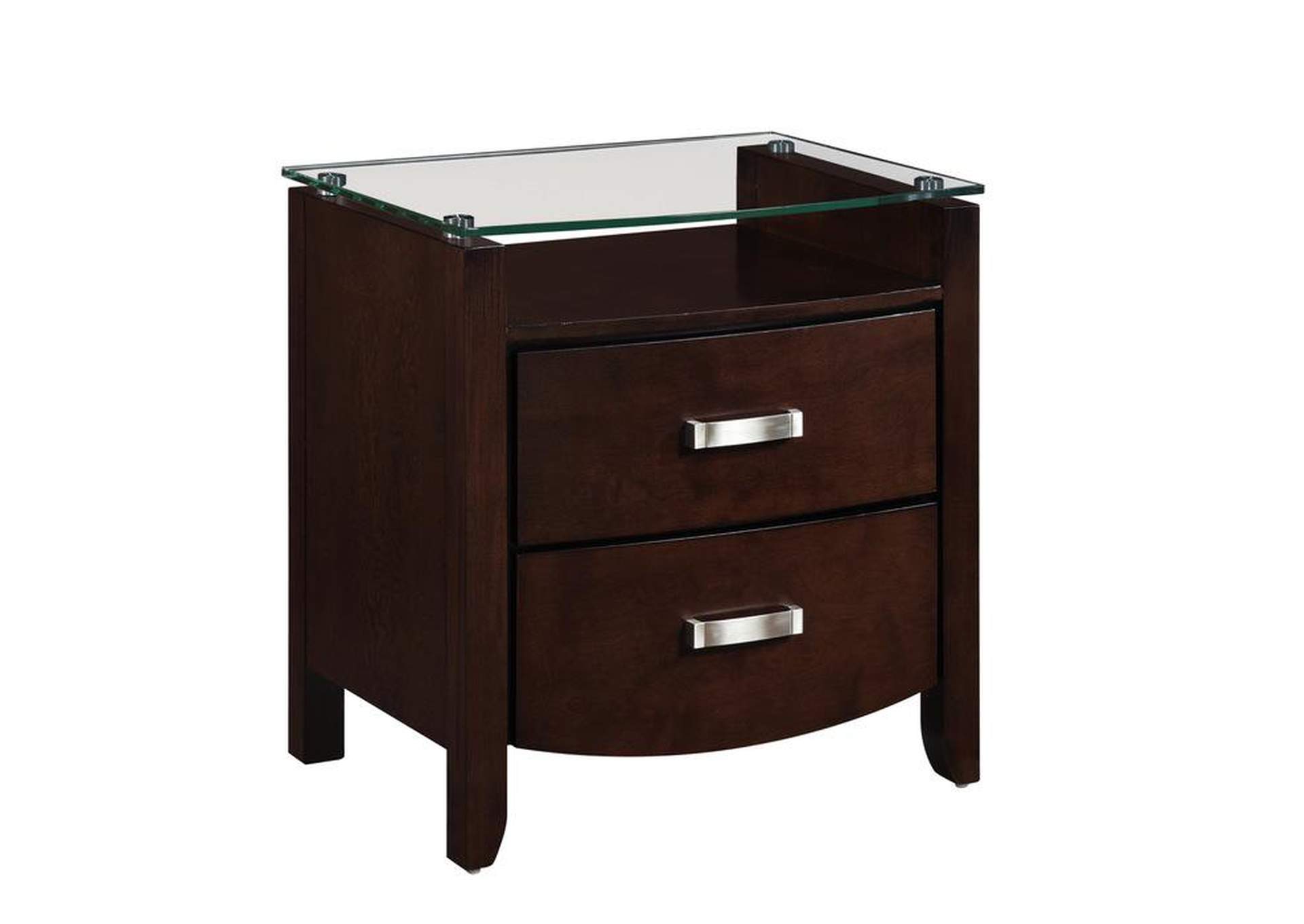 Lyric Night Stand, Glass Top,Homelegance