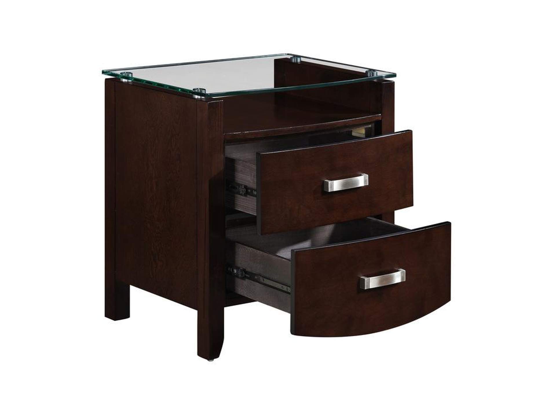 Lyric Night Stand, Glass Top,Homelegance