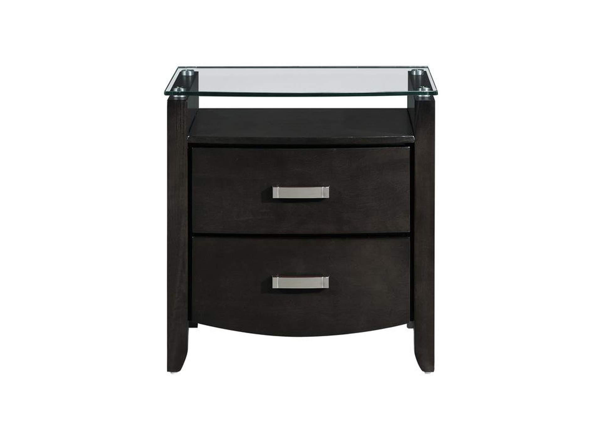 Lyric Night Stand, Glass Top,Homelegance