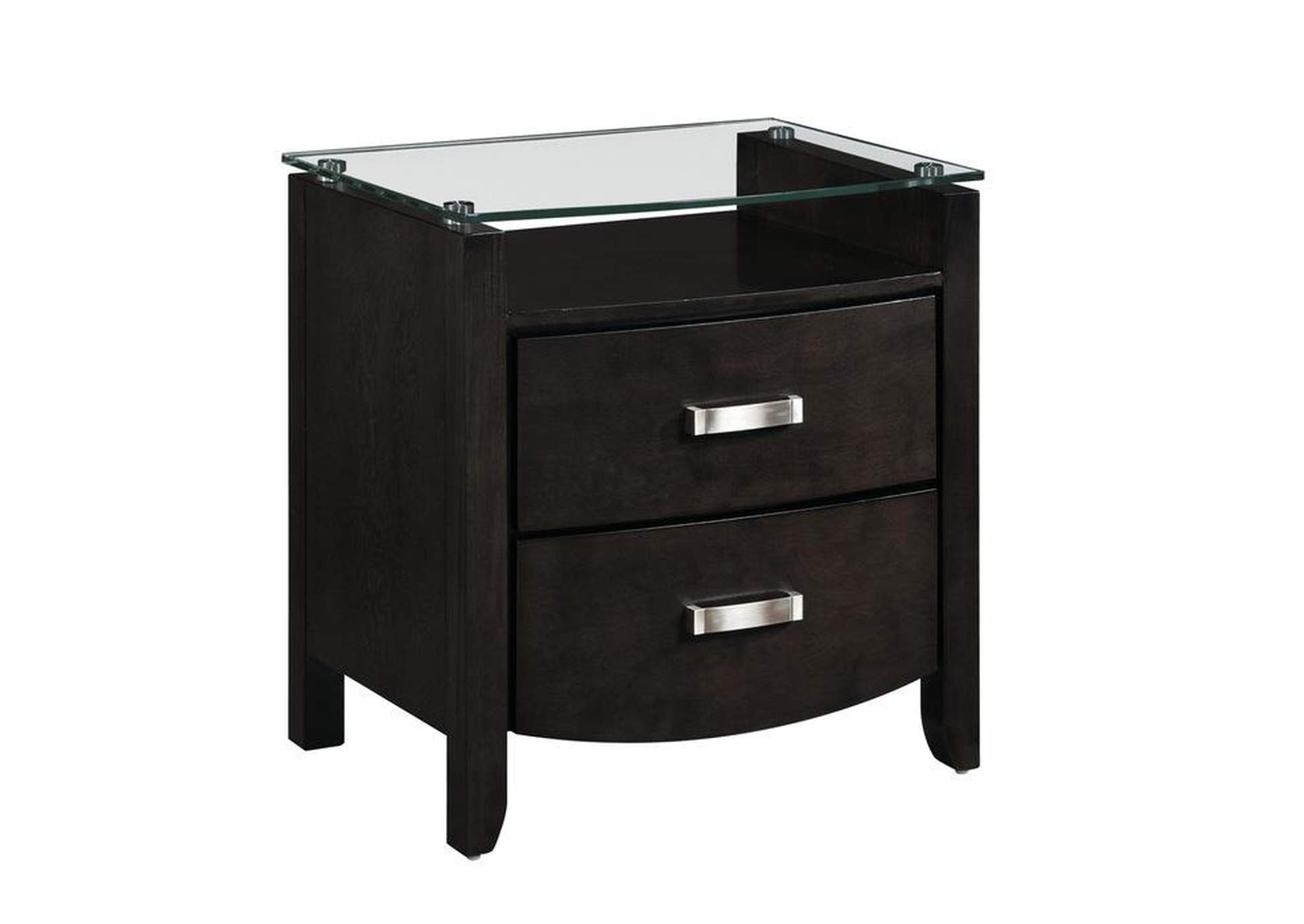 Lyric Night Stand, Glass Top,Homelegance