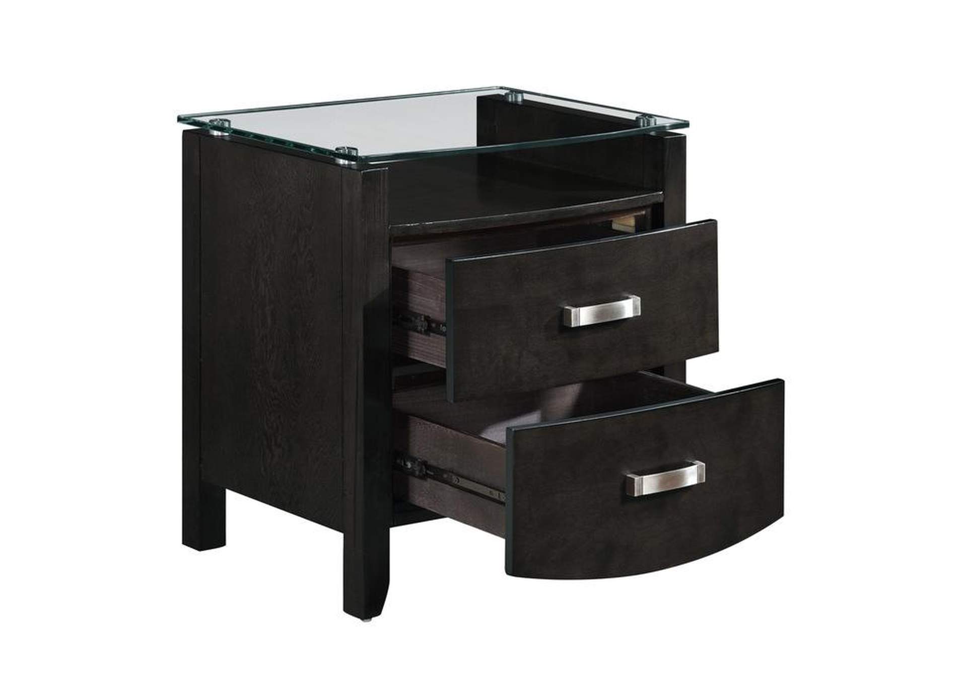 Lyric Night Stand, Glass Top,Homelegance