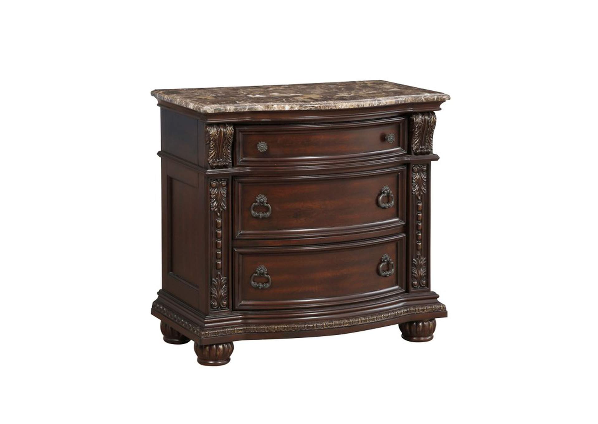 Cavalier Night Stand, Marble Top,Homelegance