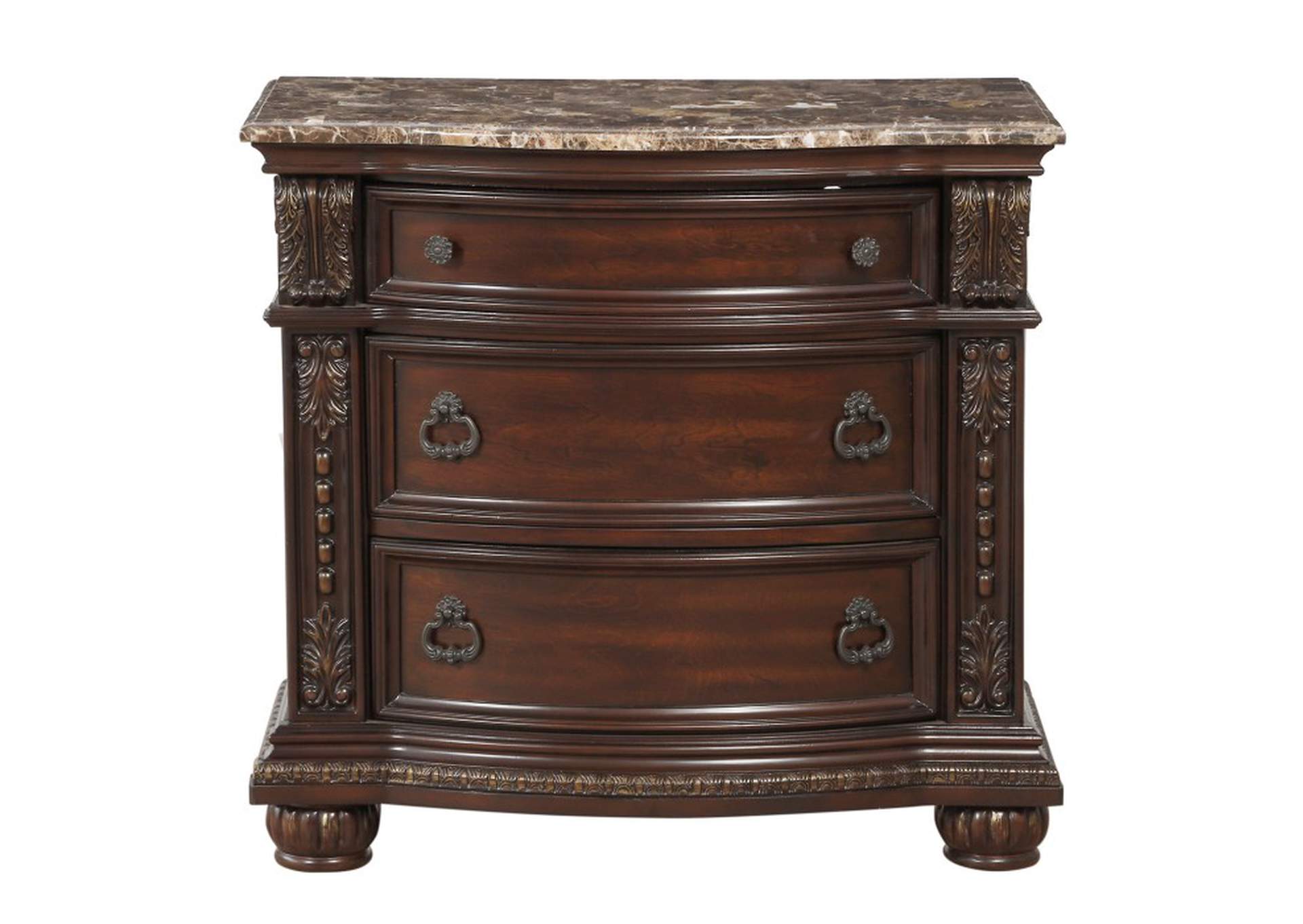 Cavalier Night Stand, Marble Top,Homelegance