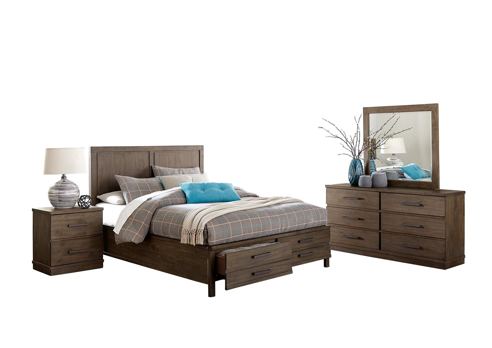 Bracco Pine California King Platform Bed with Footboard Storage,Homelegance