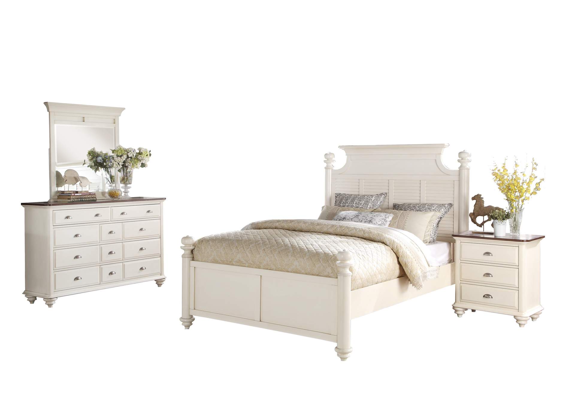 White Eastern King Platform Bed,Homelegance