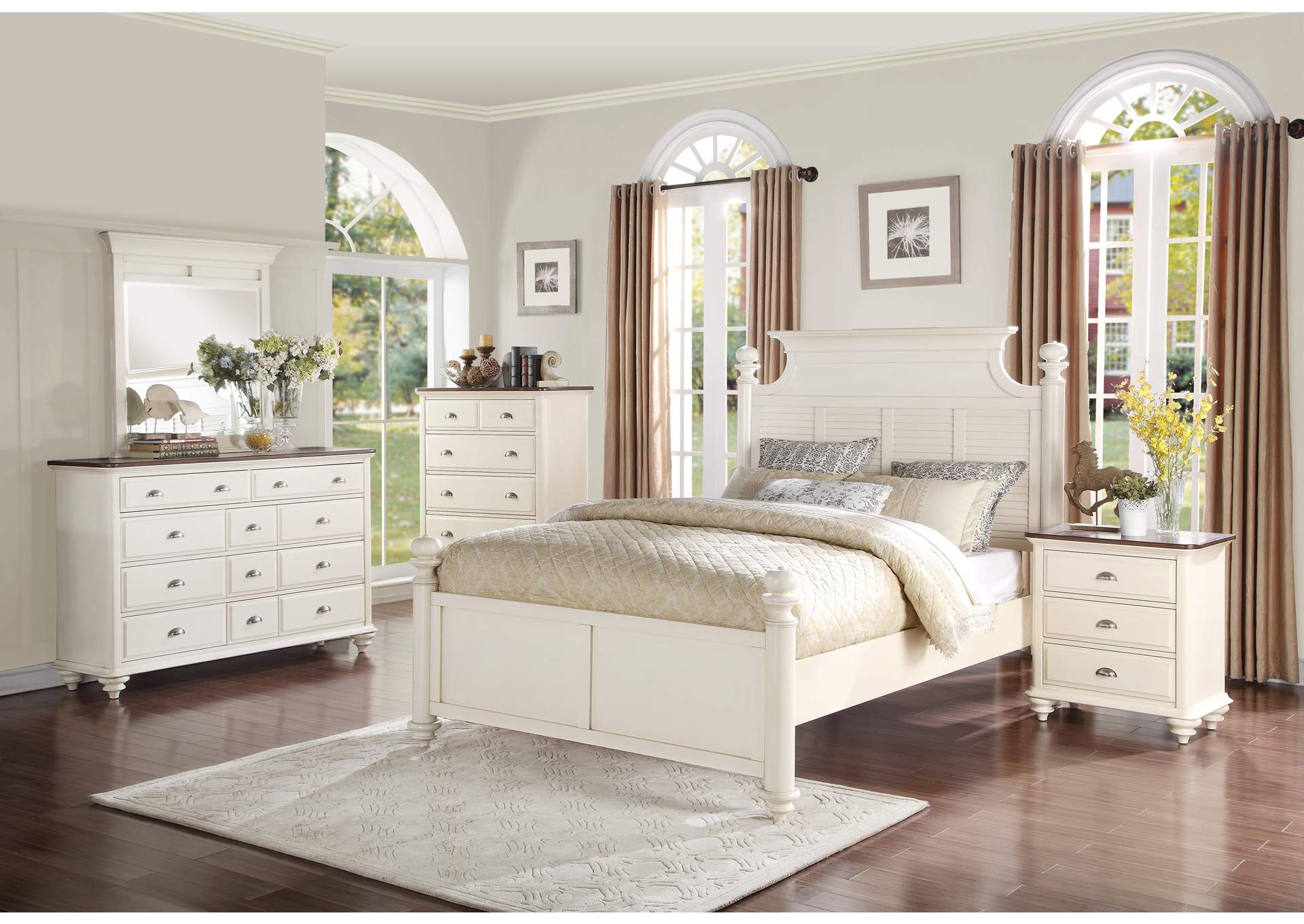 White Eastern King Platform Bed,Homelegance
