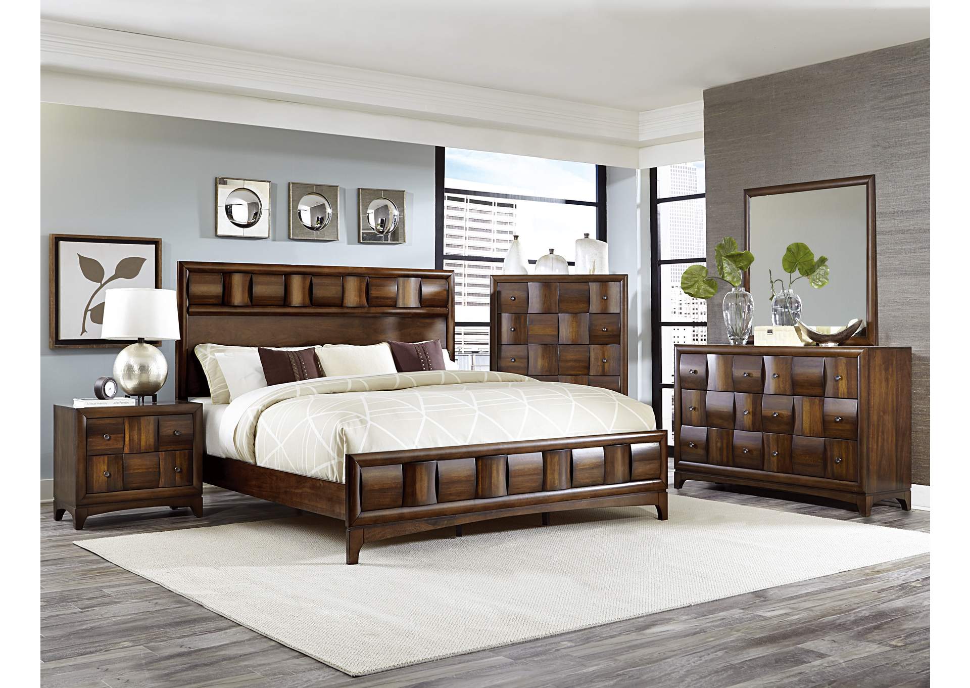 Dark Walnut Eastern King Bed,Homelegance