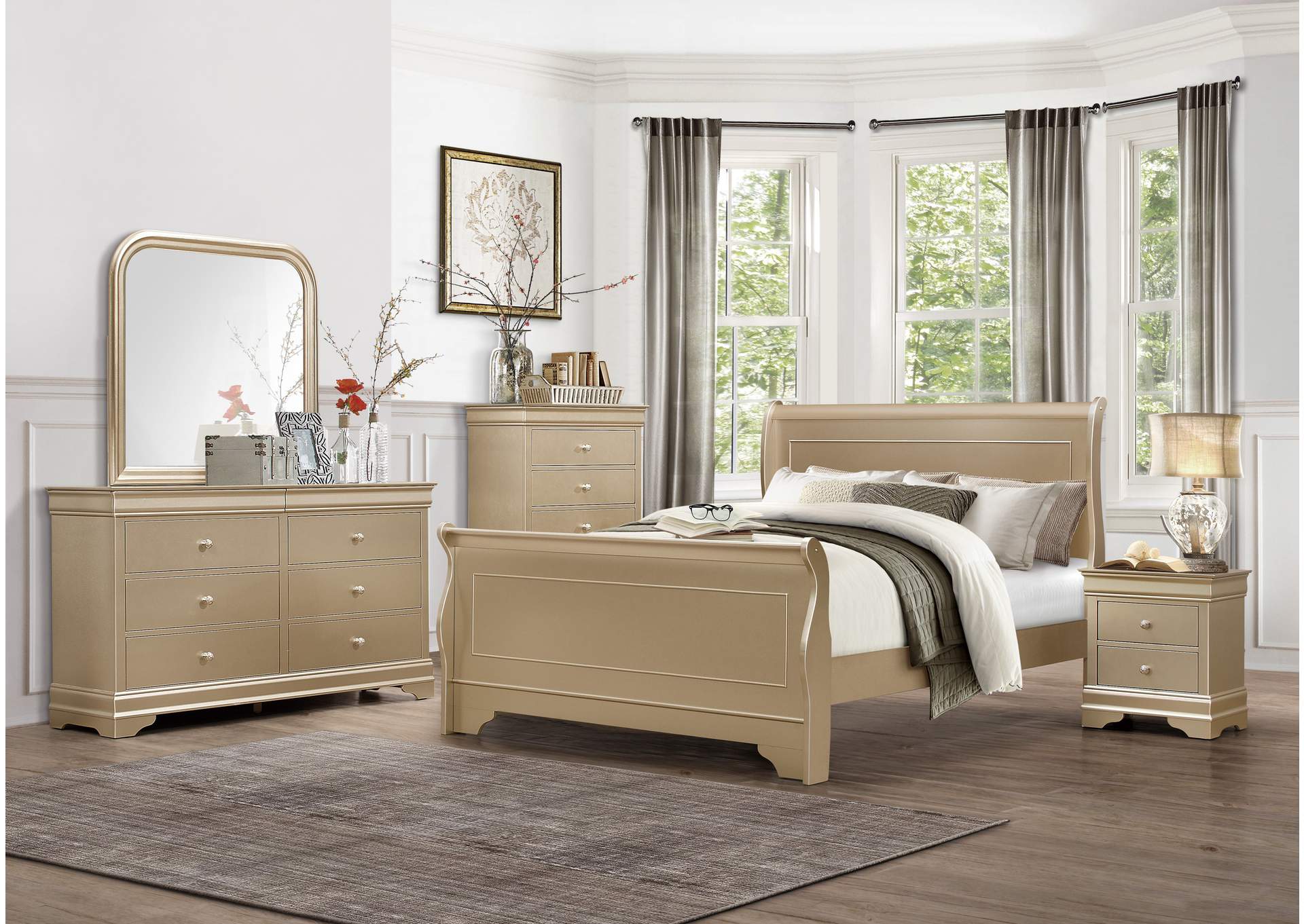 Gold California King Bed,Homelegance