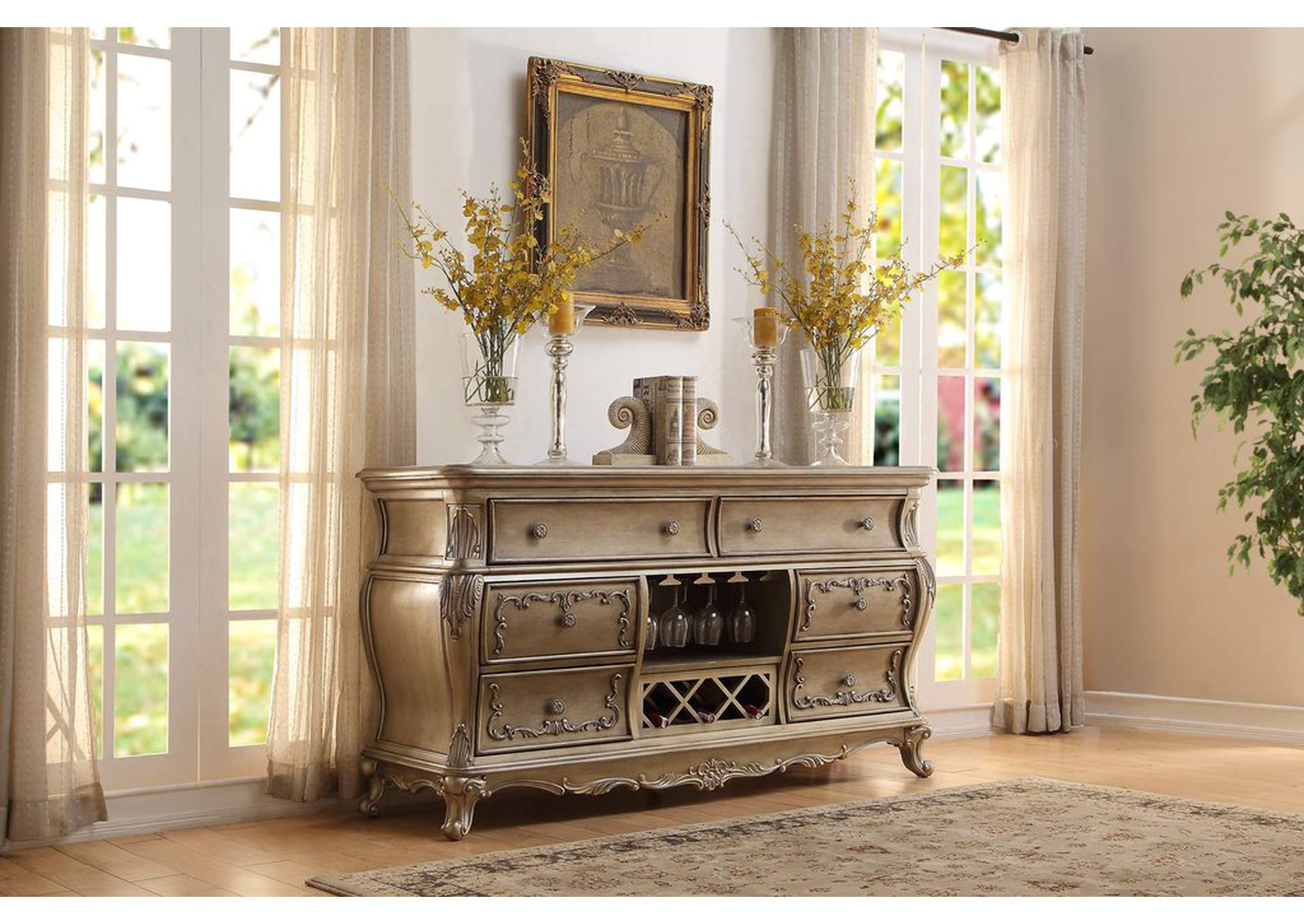 Sideboard, Veneer Top,Homelegance