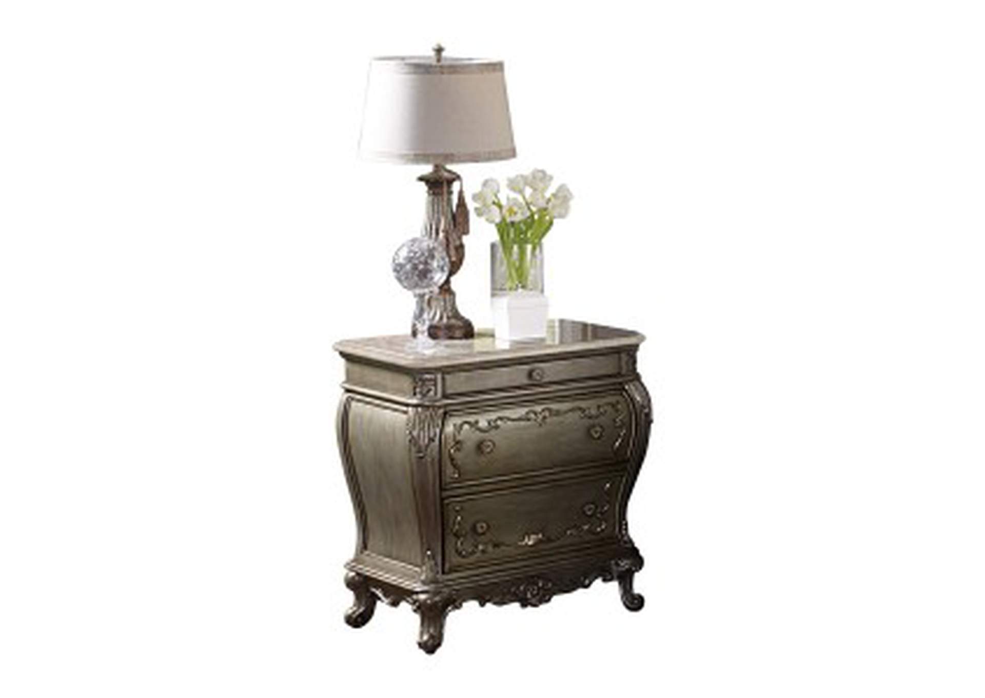 Florentina Night Stand, Marble Top,Homelegance