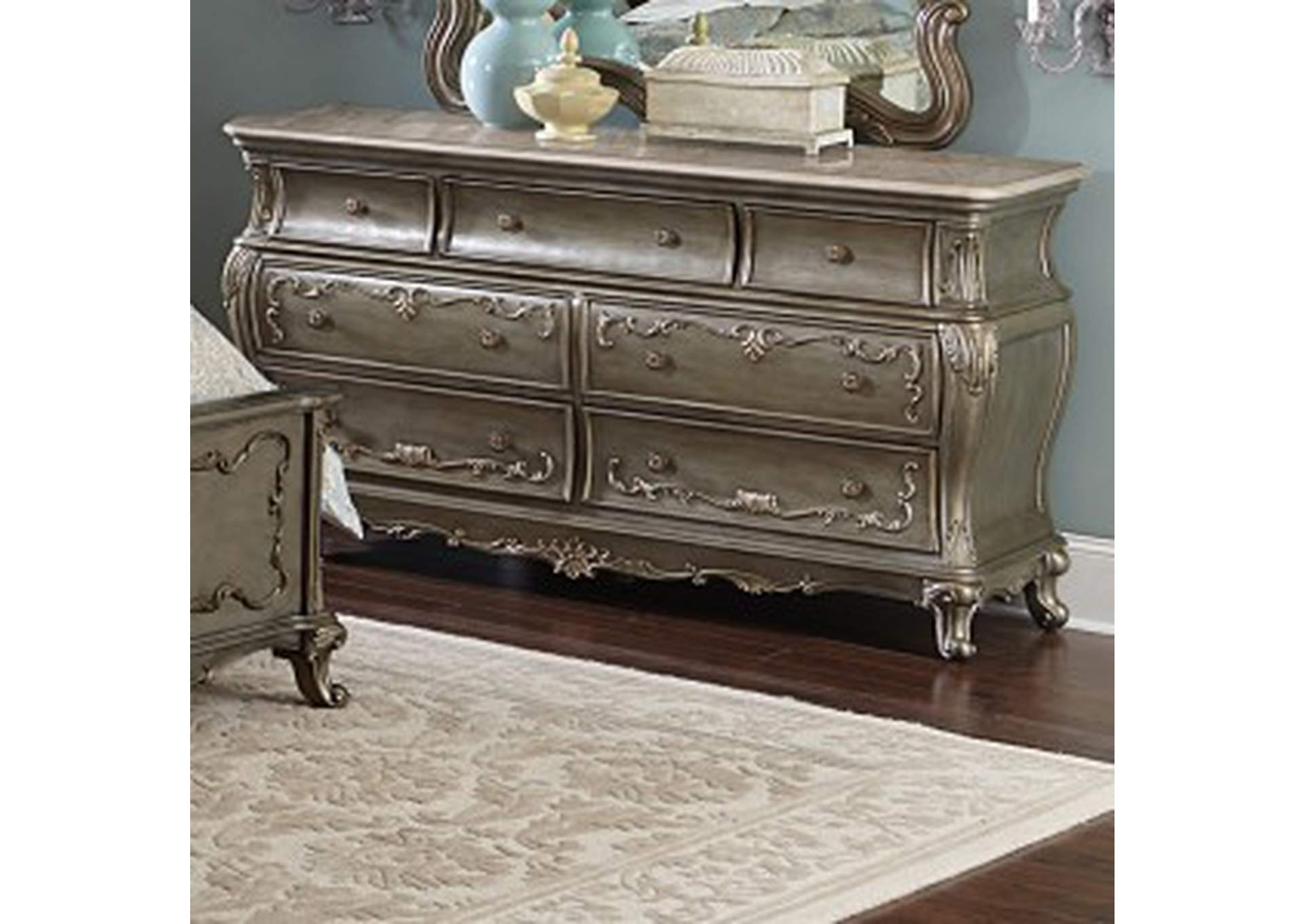 Florentina Dresser, Marble Top,Homelegance