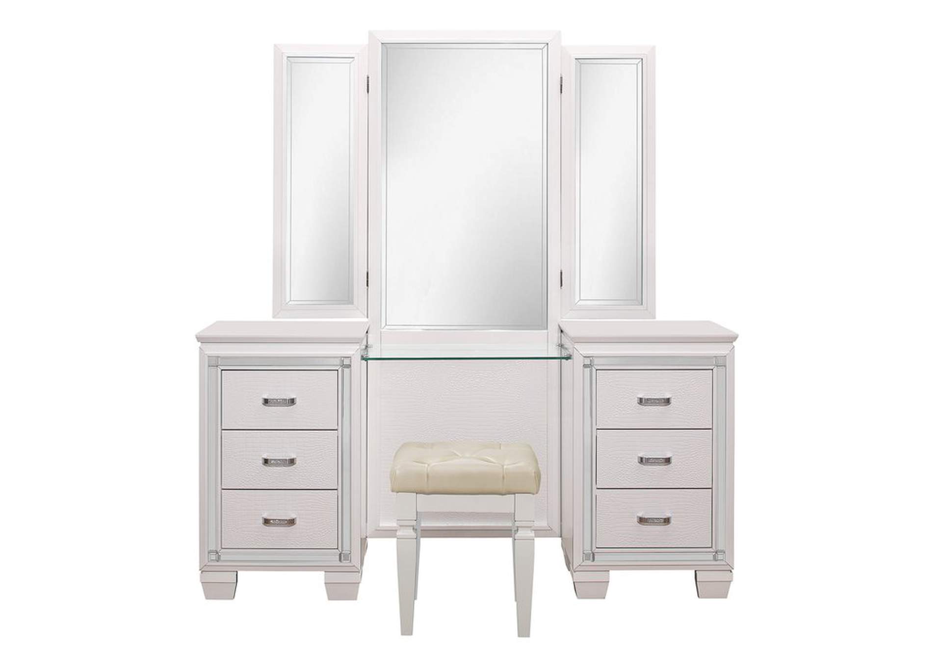 Vanity Stool, White,Homelegance