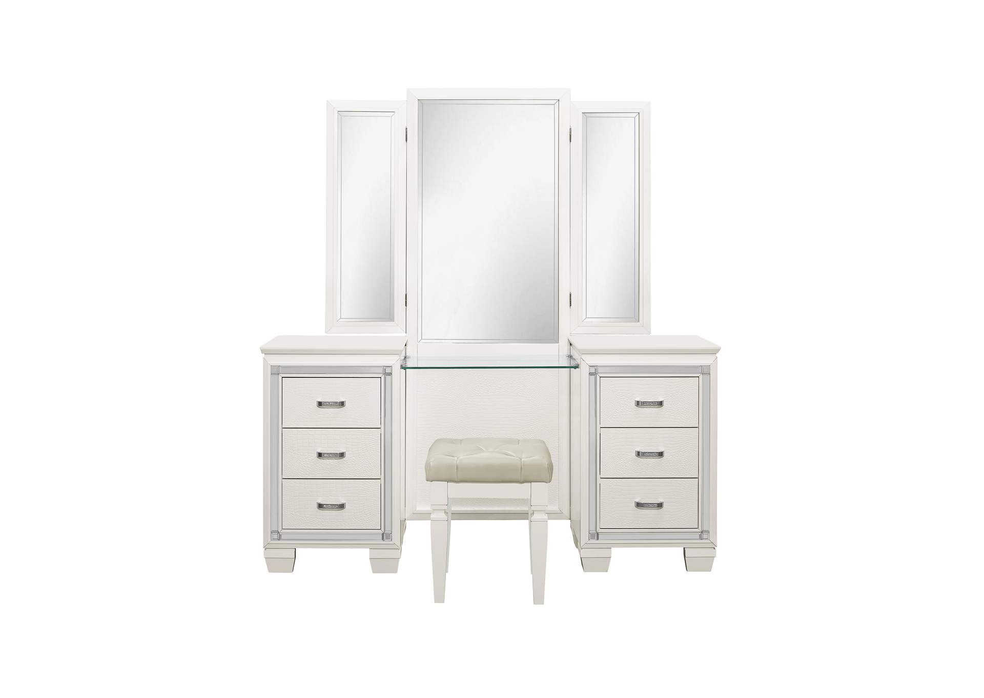 Allura White Vanity Dresser With Mirror, White Dresser With Vanity Mirror