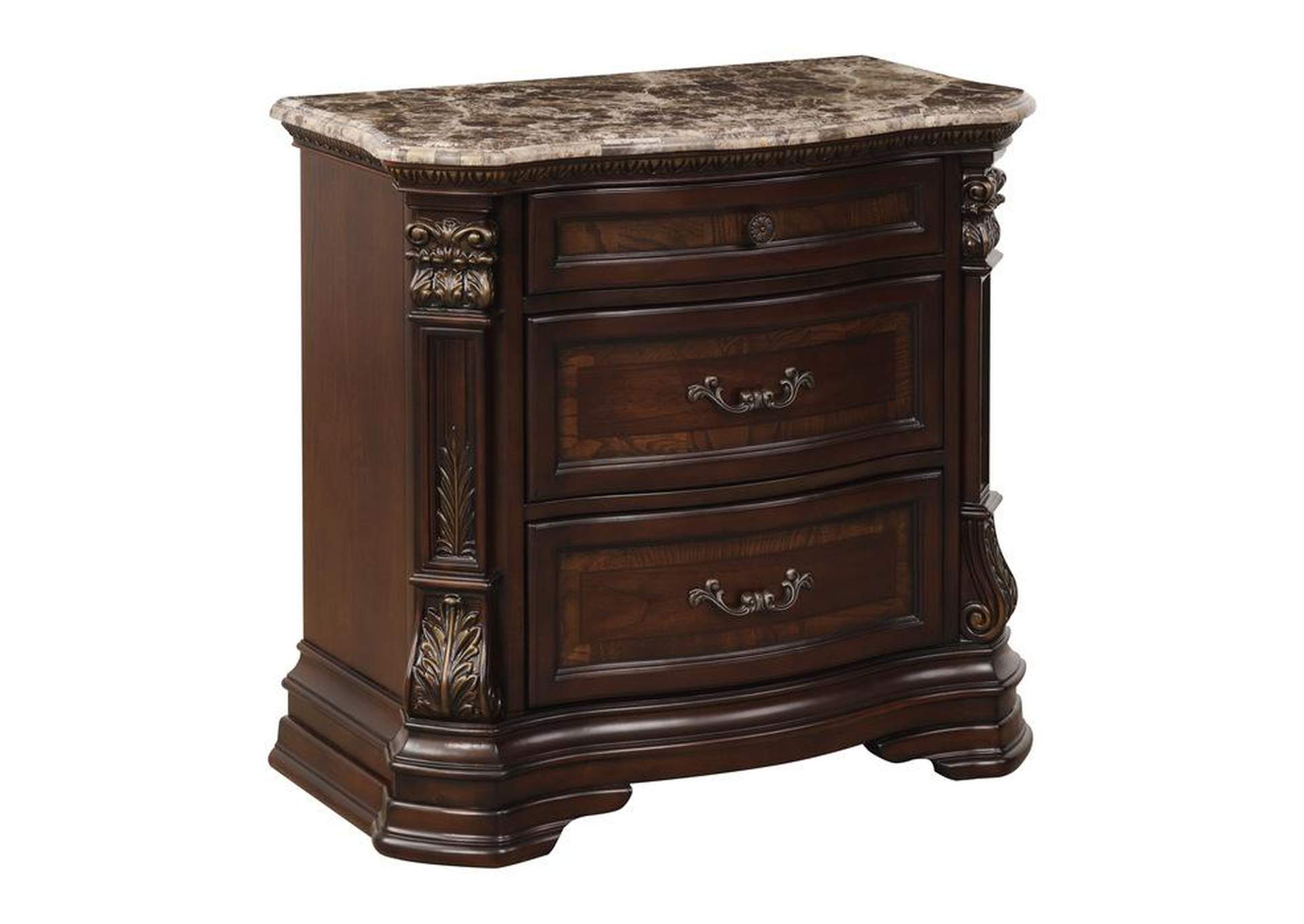 Antoinetta Night Stand, Marble Top,Homelegance