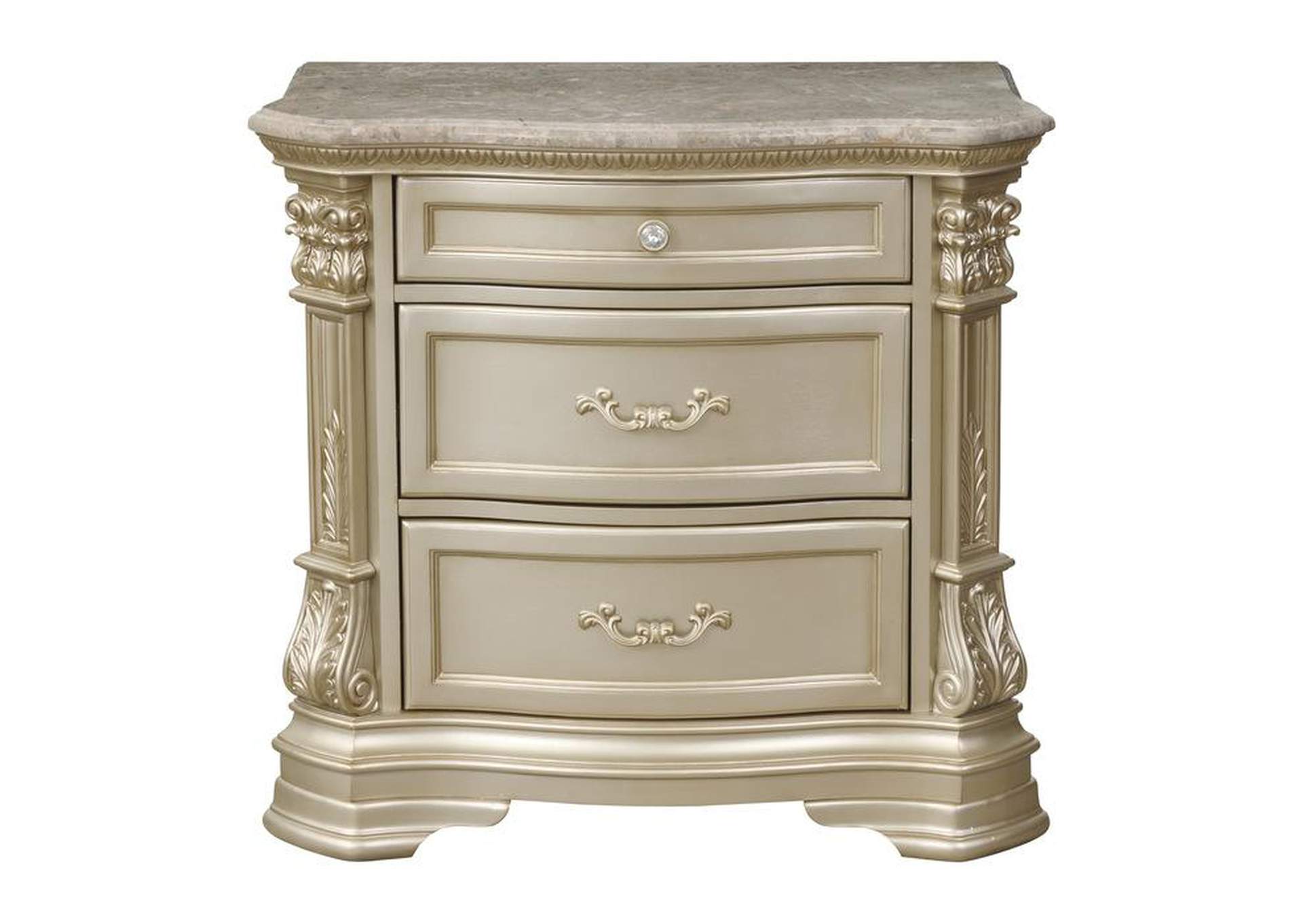 Antoinetta Night Stand, Marble Top Mariem Furniture