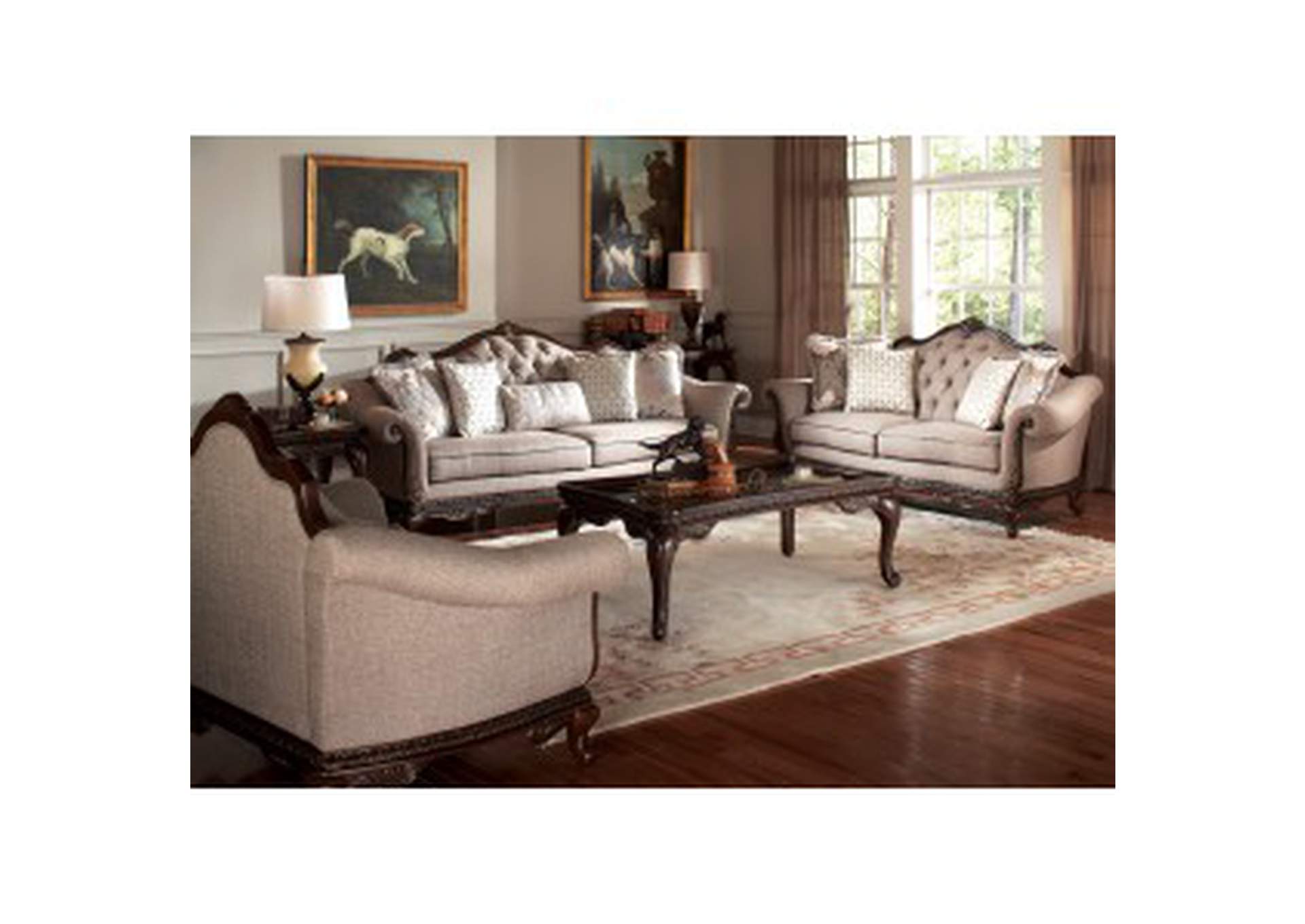 Bonaventure Park Sofa With 4 Square And 1 Kidney Pillows,Homelegance
