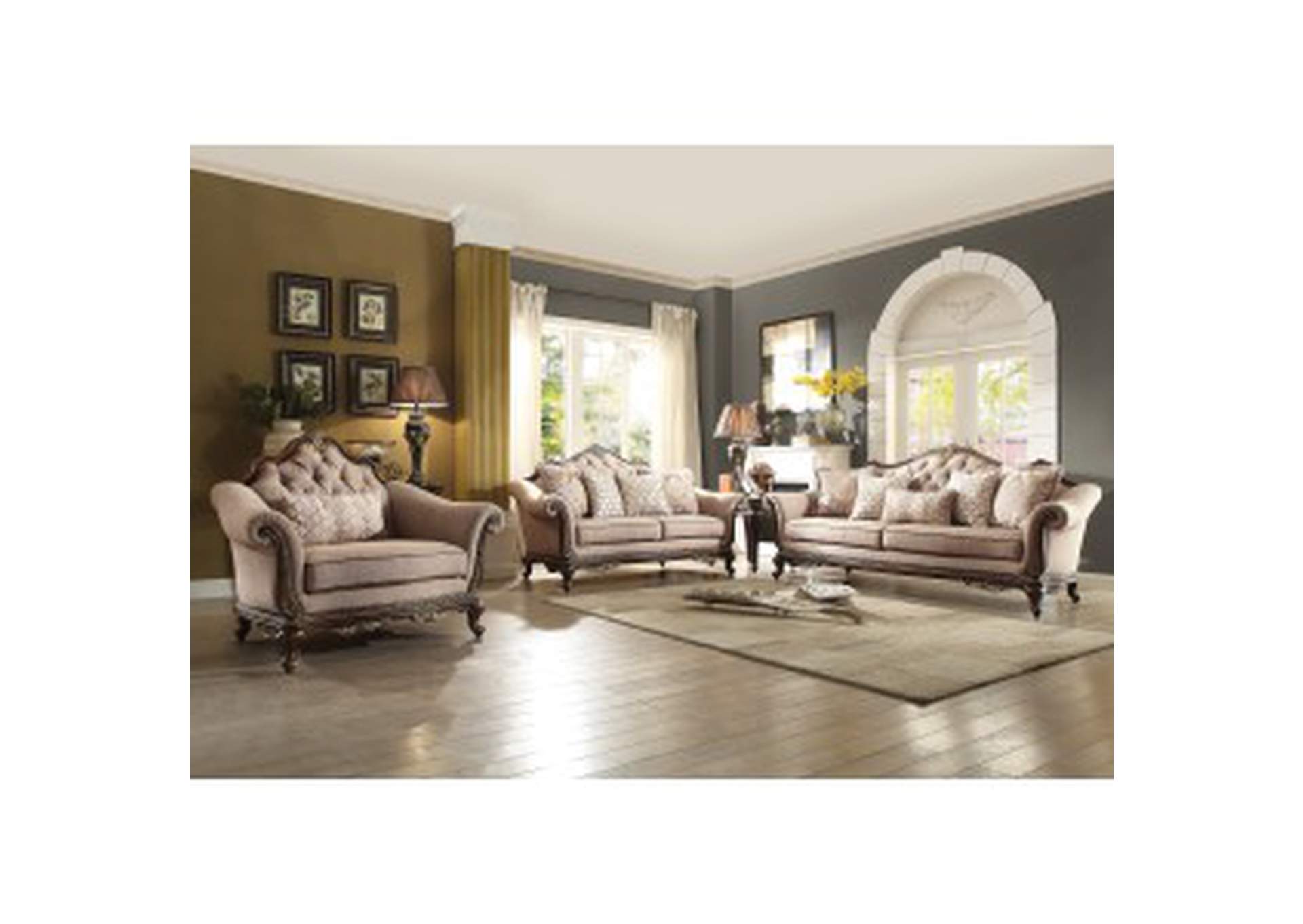 Bonaventure Park Sofa With 4 Square And 1 Kidney Pillows,Homelegance
