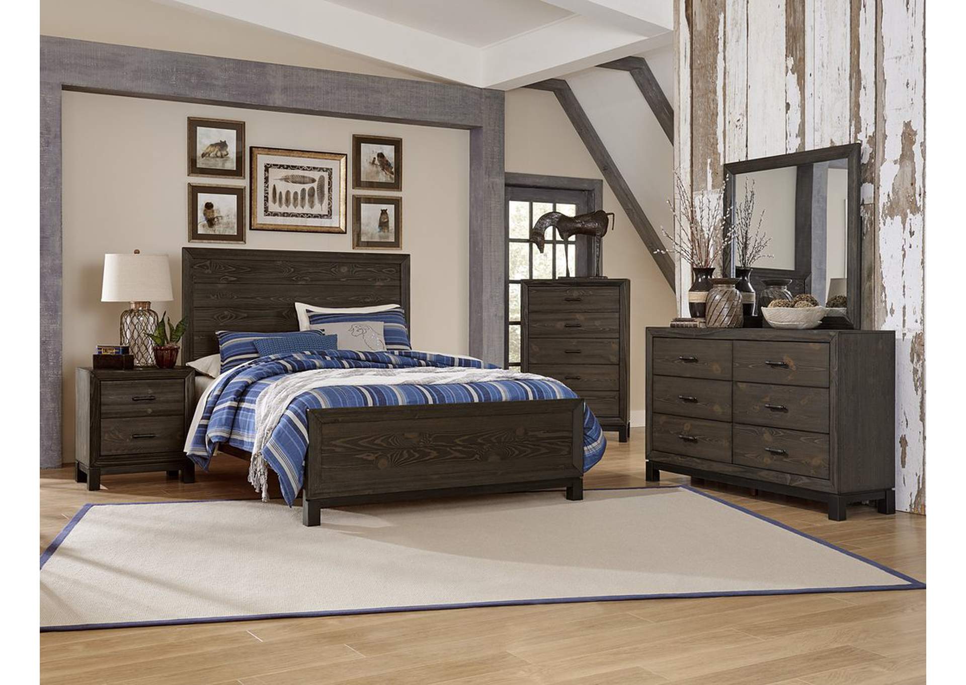 Night Stand, Ant. Pine & Blk,Homelegance