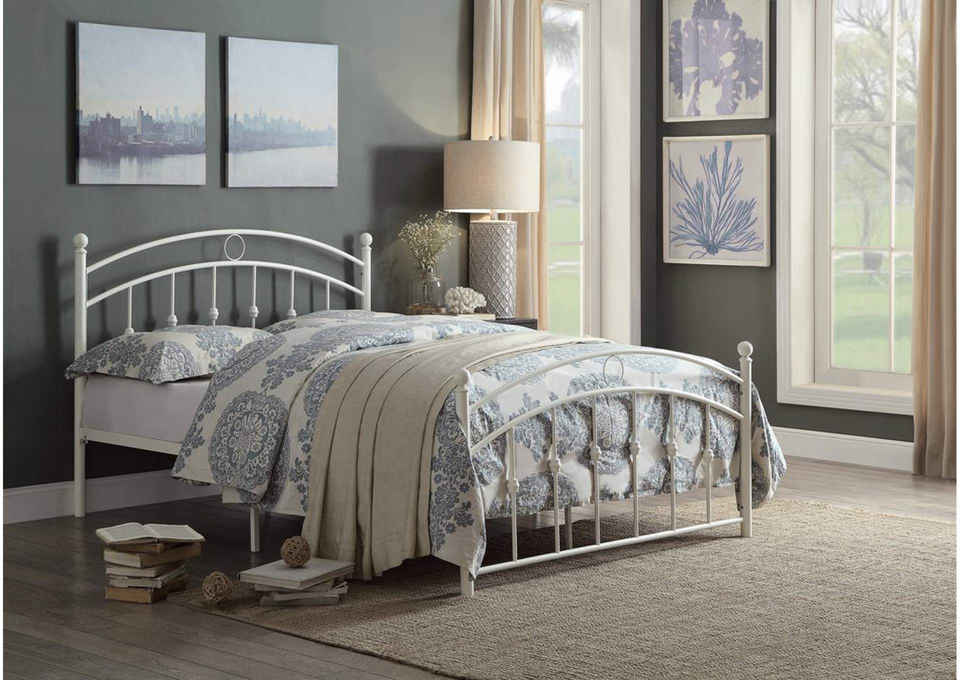 Full Metal Plfm Bed, White,Homelegance
