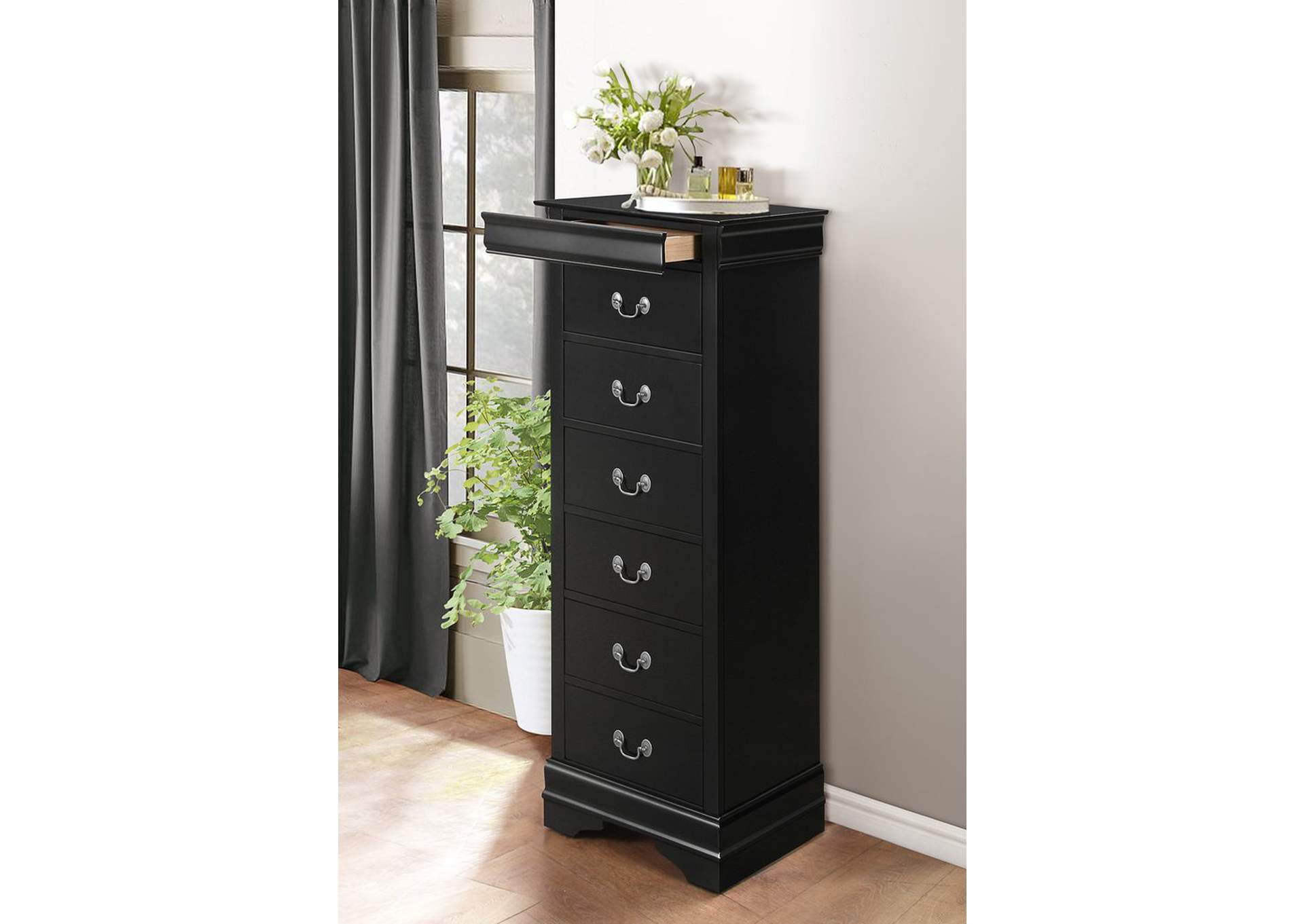 Ligerie Chest, Blk,Homelegance