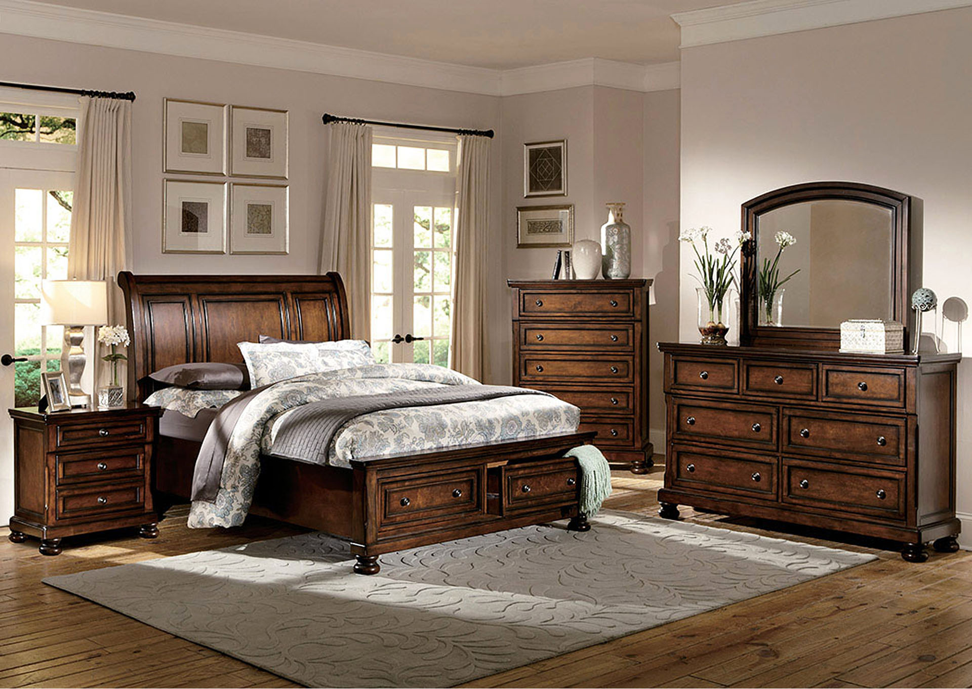 Cumberland Medium Brown Dresser w/Mirror,Homelegance