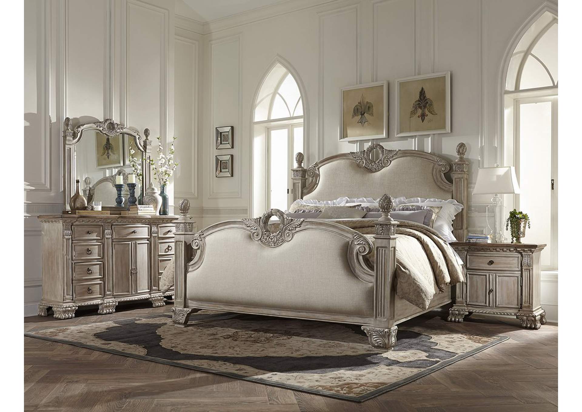 Night Stand,Rubber Wood,Top,Whtwsh,Homelegance