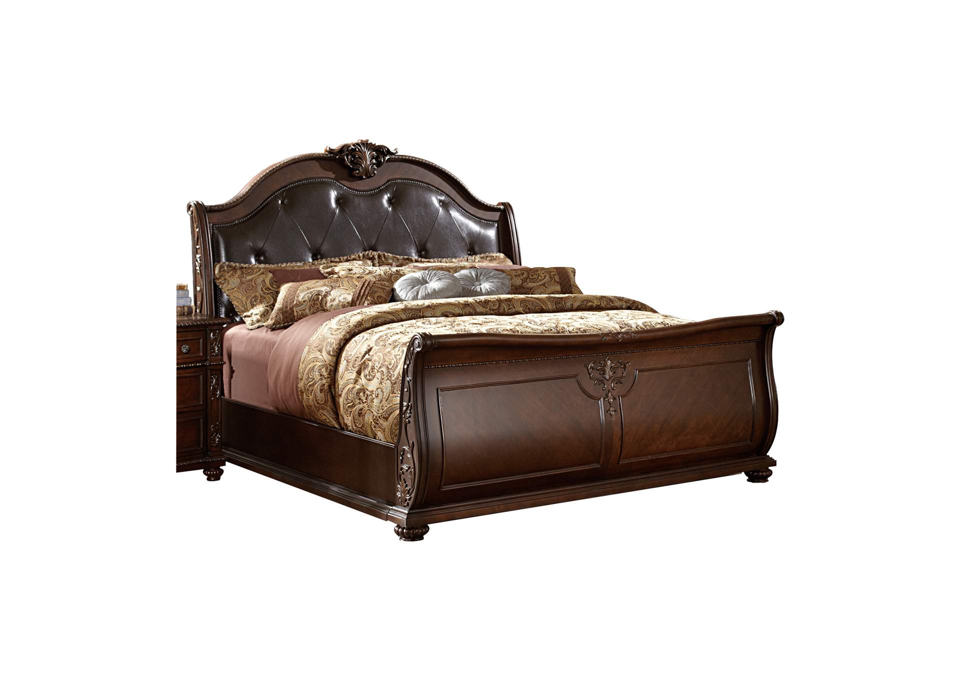 Brown Queen Sleigh Bed,Homelegance