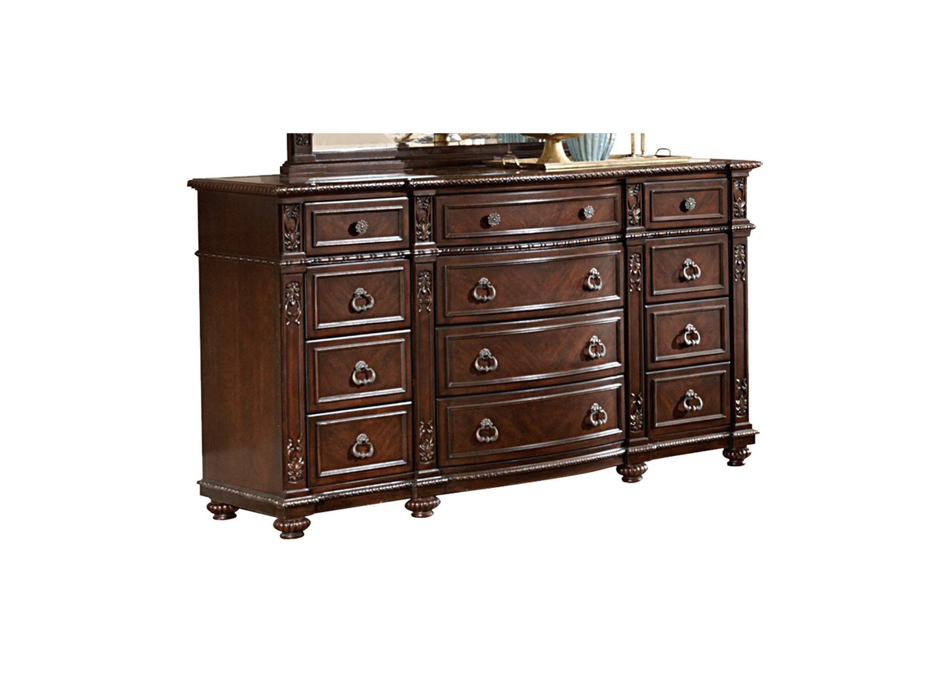 Dark Brown Dresser, Marble Insert,Homelegance