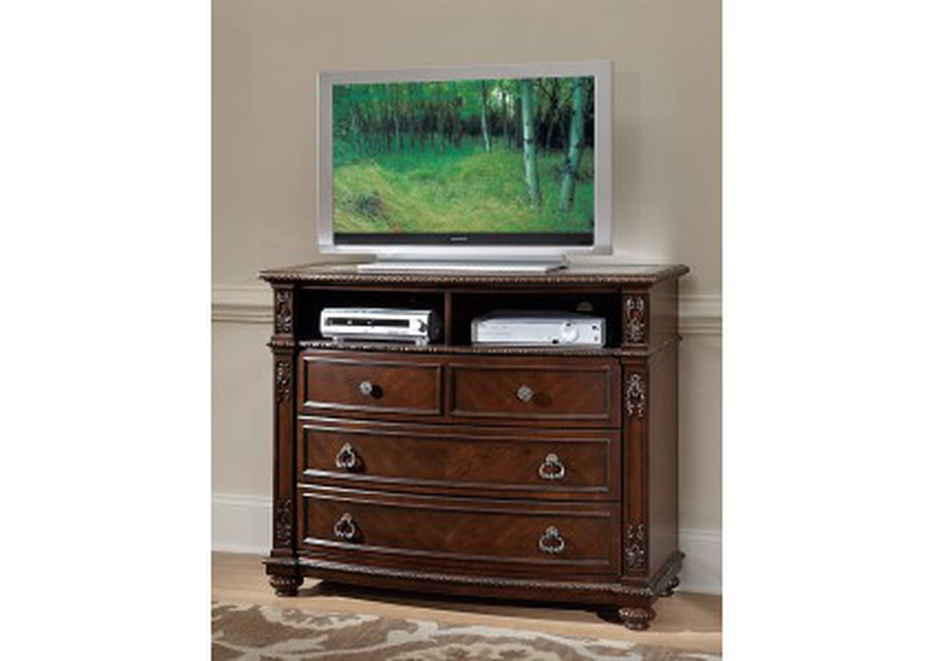 Media Chests Tv Chest, Marble Insert,Homelegance