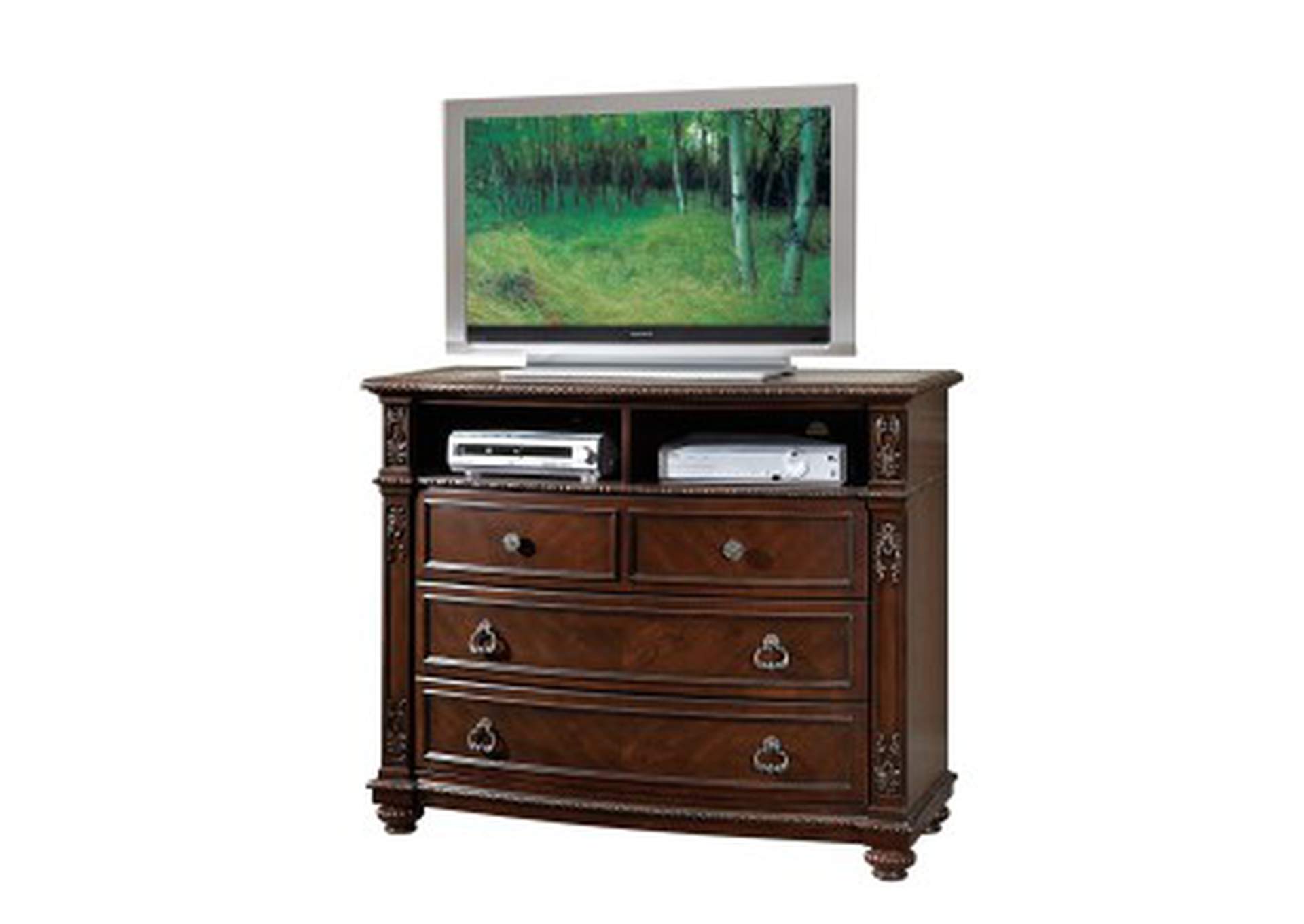 Media Chests Tv Chest, Marble Insert,Homelegance