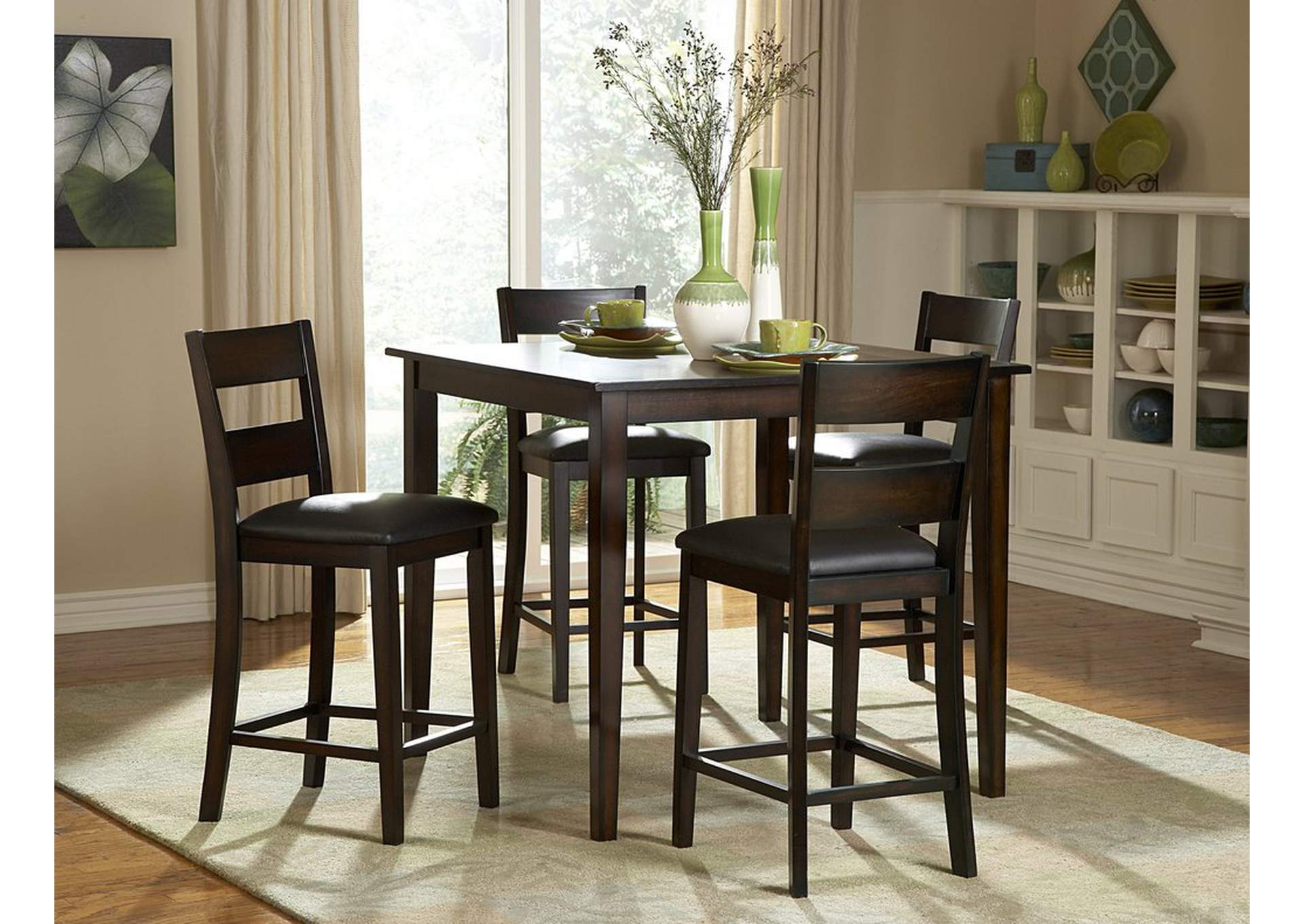 5 Piece Pk Counter Height Dining Set; Espresso,Homelegance