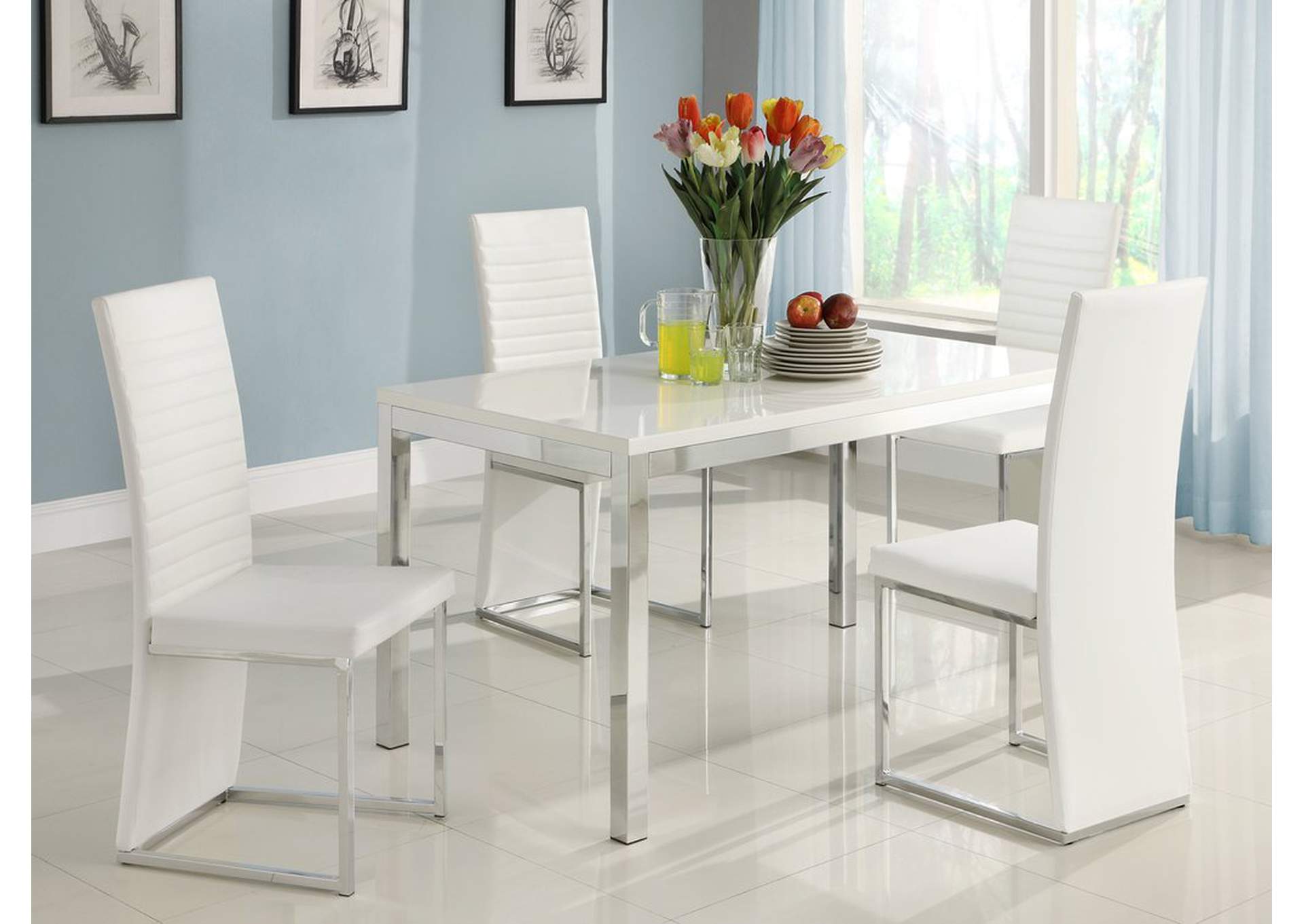 Side Chair; 4 Piece/Ctn; White Pvc,Homelegance