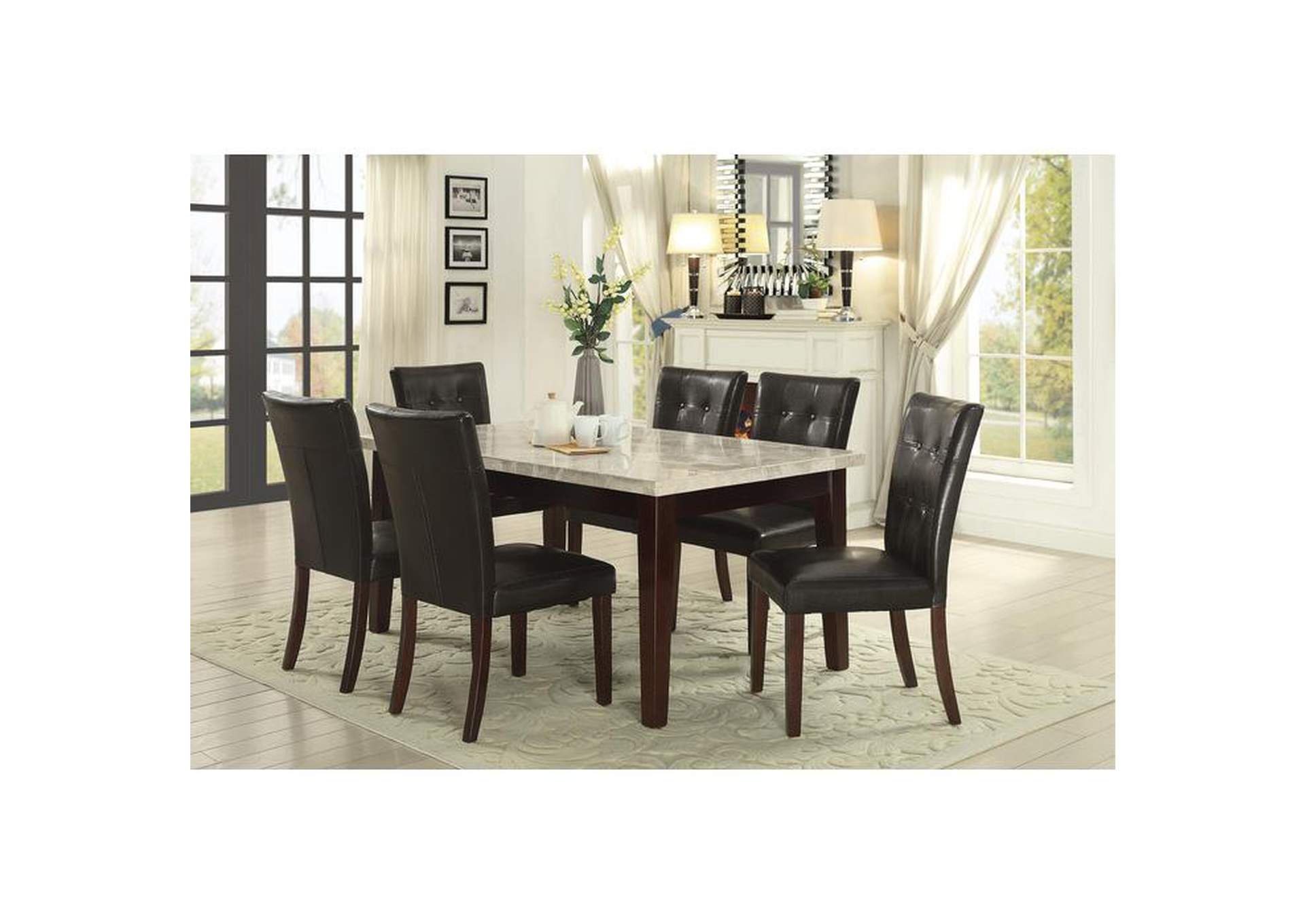 Decatur Dining Table, Marble Top,Homelegance