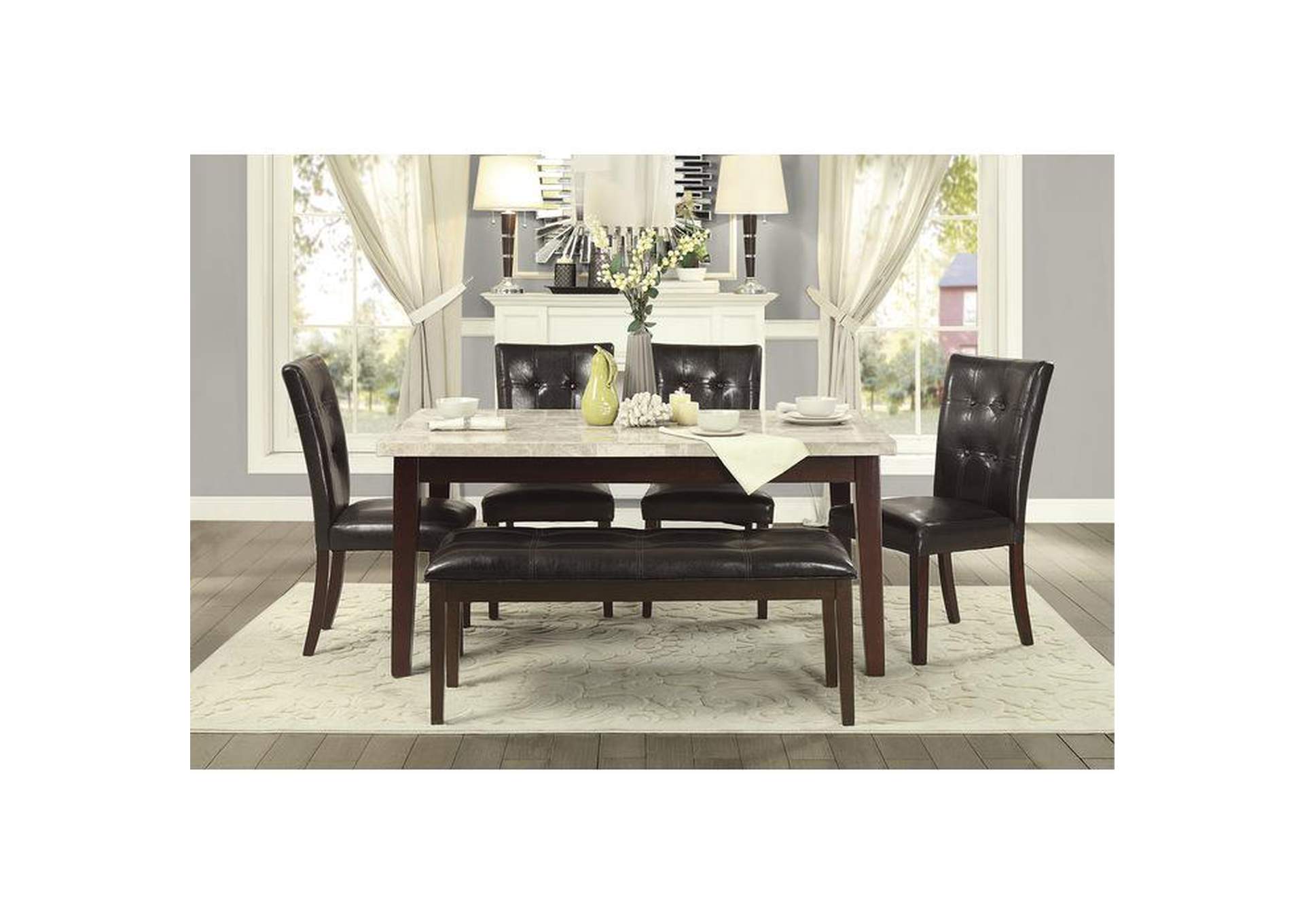 Decatur Dining Table, Marble Top,Homelegance