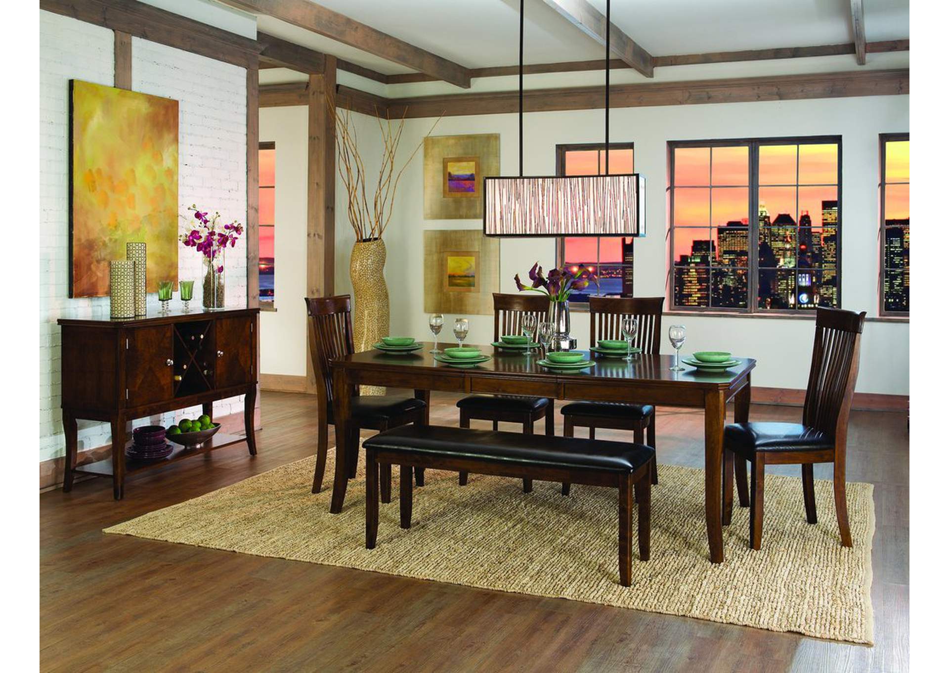 Dining Table; Chrry Vnr; 18In Ext,Homelegance