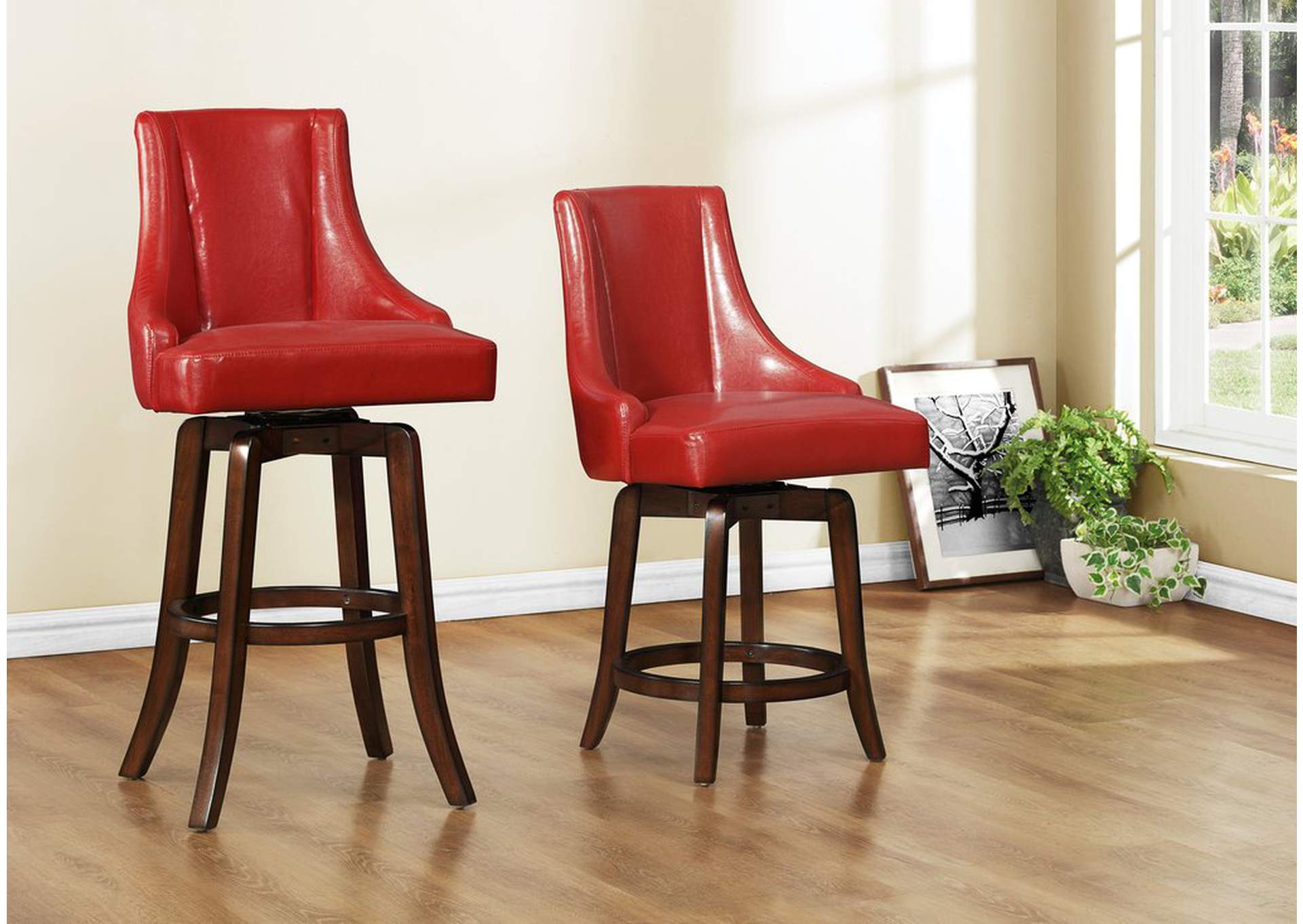 Counter Height Dining Chair; Swivel; Red,Homelegance