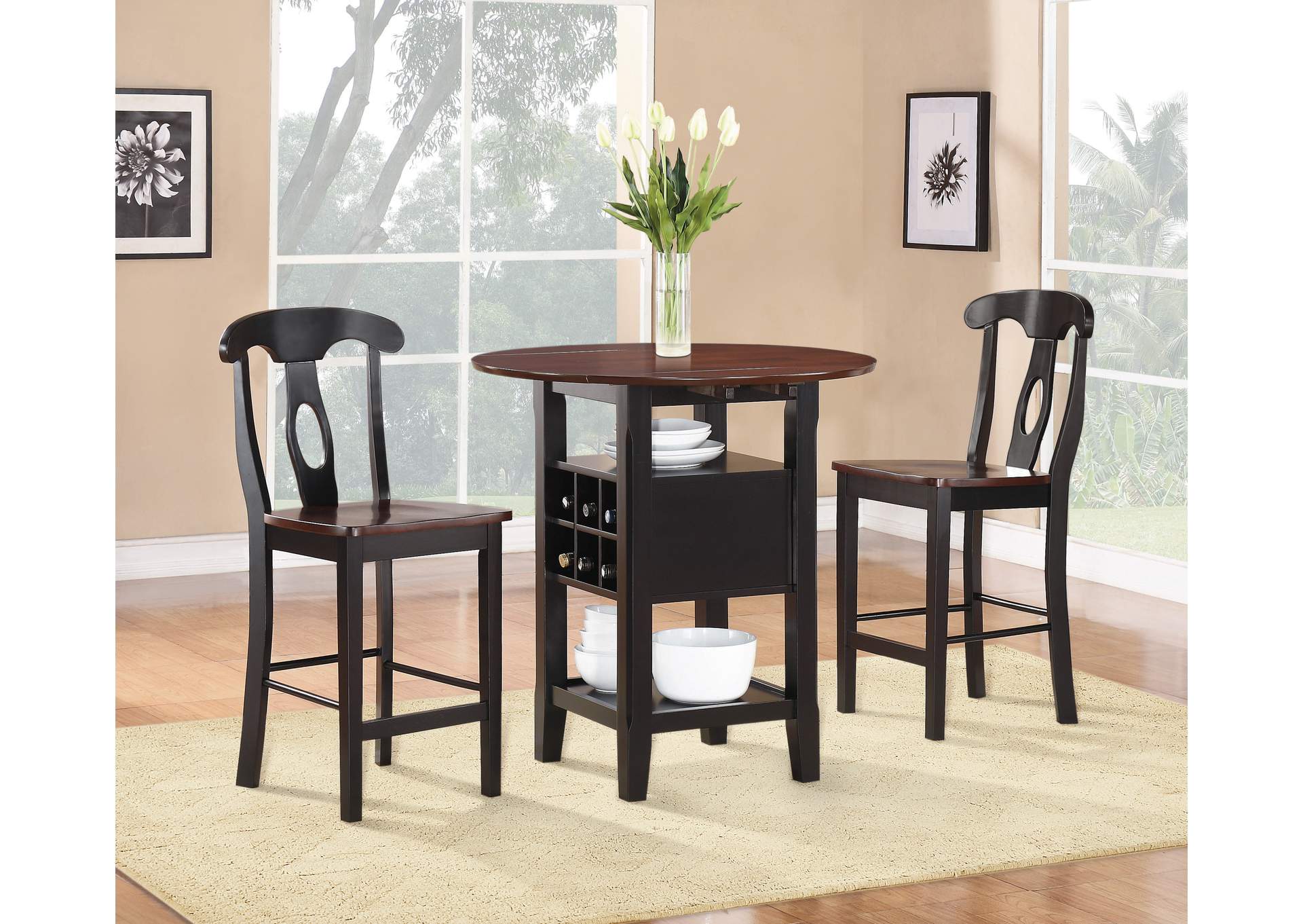 Atwood Brown 3 Piece Counter Height Dining Set,Homelegance