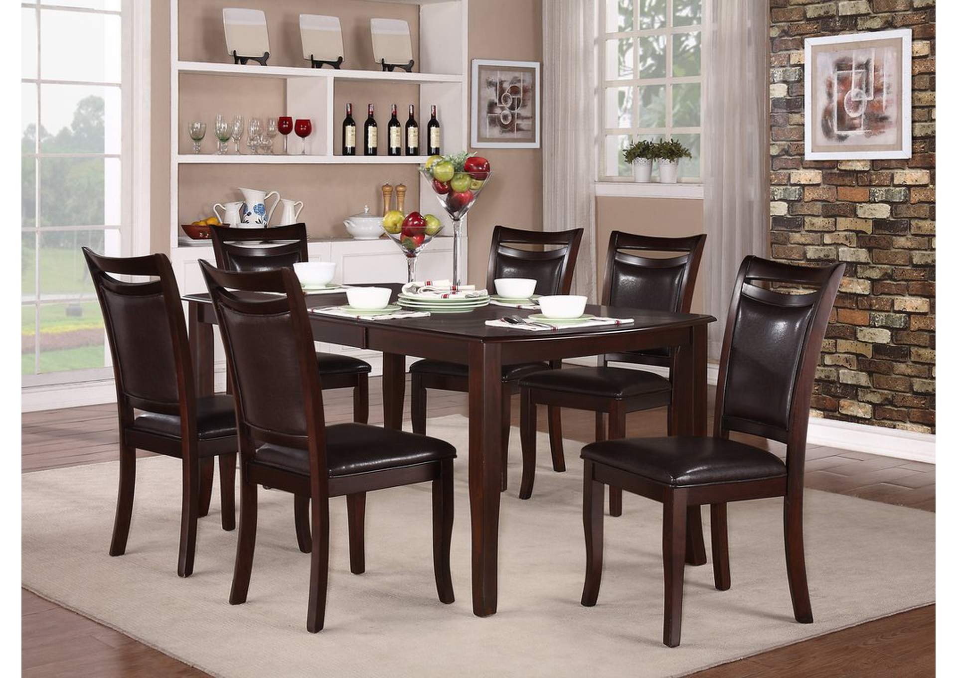 Dining Table; Chry Vner; 18In Lf,Homelegance