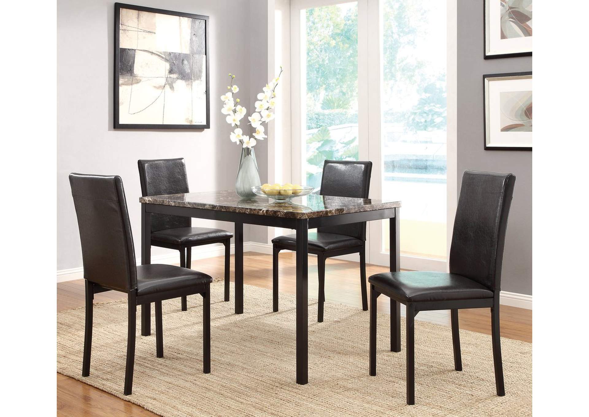 Dining Table; Paper Marble; Metal,Homelegance