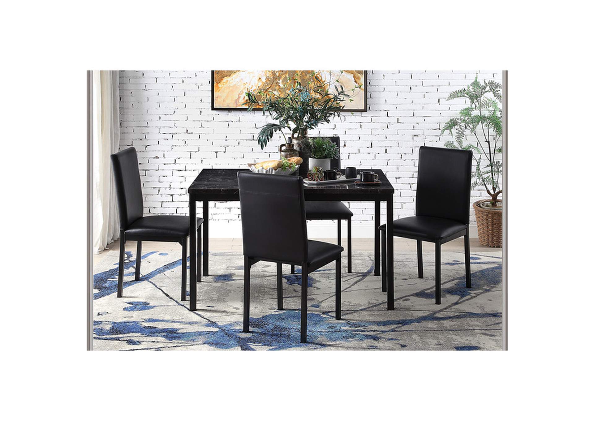 Tempe Dining Table, Faux Marble Top,Homelegance